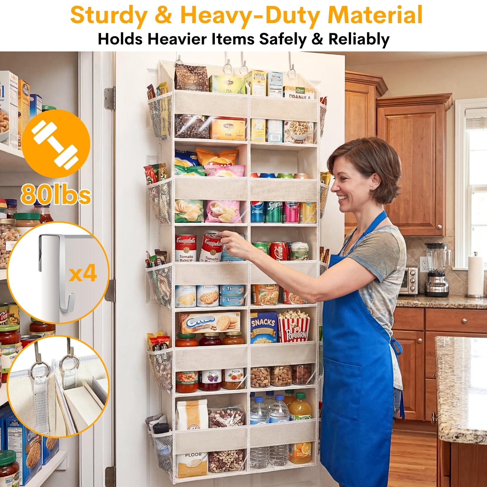 Ofiray-home Over the Door Organizer 5 Tiers,Extra Large Behind Door Storage of 10 Compartments,80