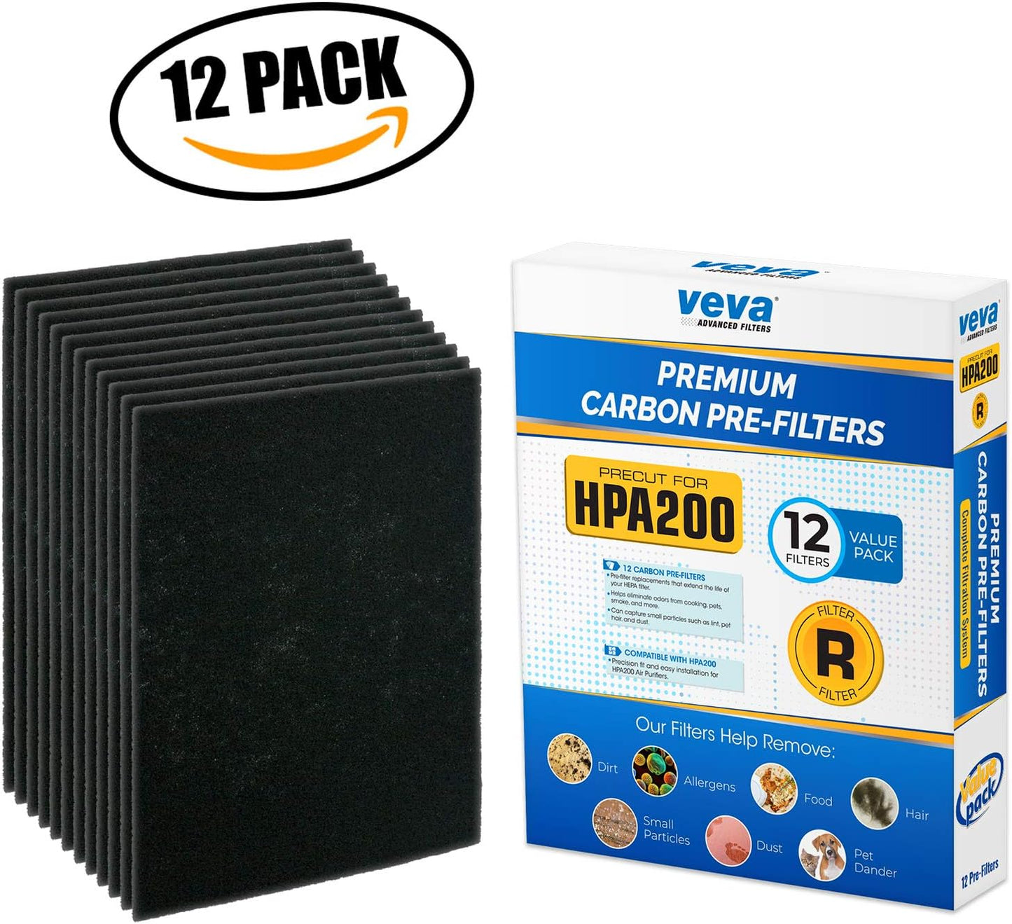HPA200 Pre-Filters Replacement for Honeywell Air Purifier - 12 Pack - HRF-A200 Filter A Compatible w/ HPA200, 202, 204, 250 and HPA5200