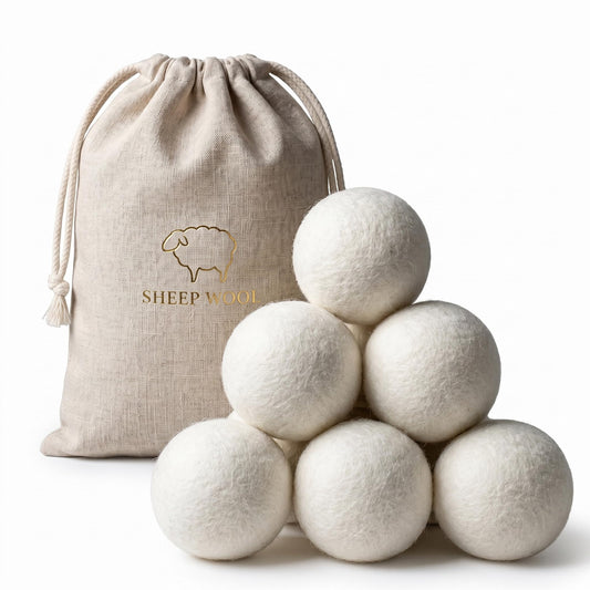 XL Wool Dryer Balls (6-Pack) - 100% Organic New Zealand Wool Laundry Balls for Dryer - Natural
