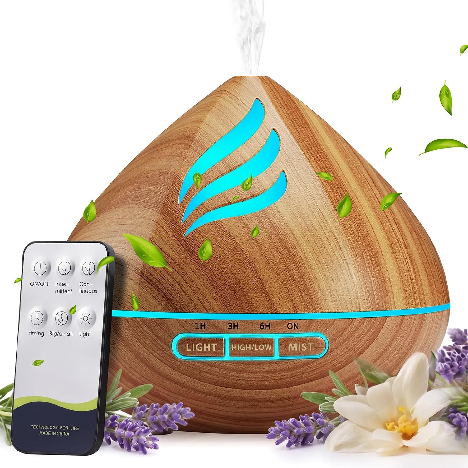500ML Essential Oil Scent Diffuser: Remote Control &14 Colors LED for Home