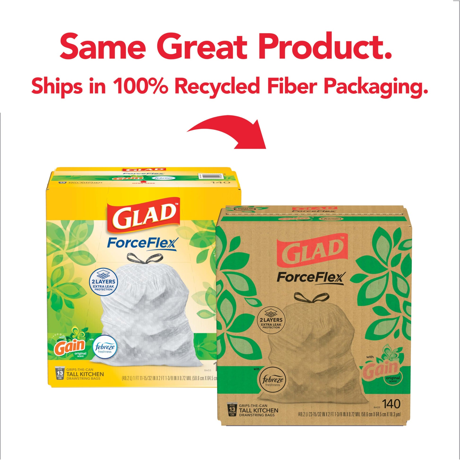 Glad ForceFlex Kitchen Trash Bags, Rip and Tear Resistant, Gain Original Scented Tall Garbage Bags