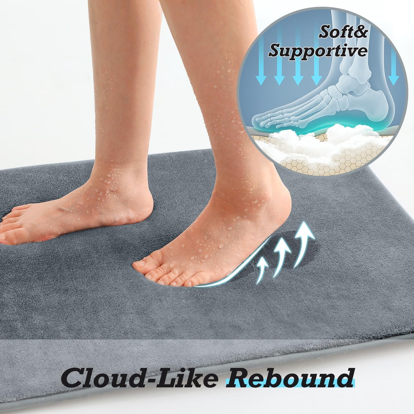 HUXMEYSON Bathroom Rugs Sets 3 Piece, Non-Slip & Quick Dry Bath Mat Set, Ultra Soft Velvet Bath