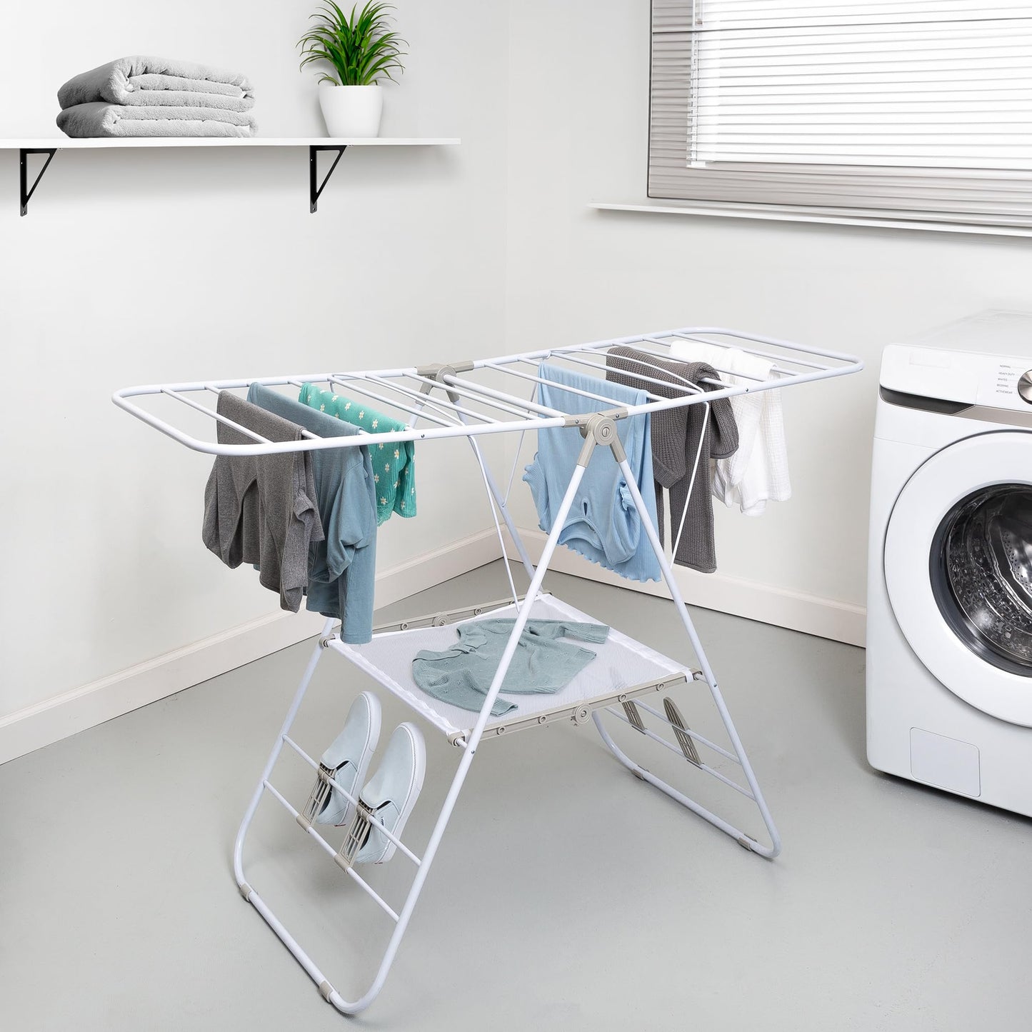 Honey-Can-Do Heavy-Duty Gullwing Clothes Drying Rack, 50 lb, White