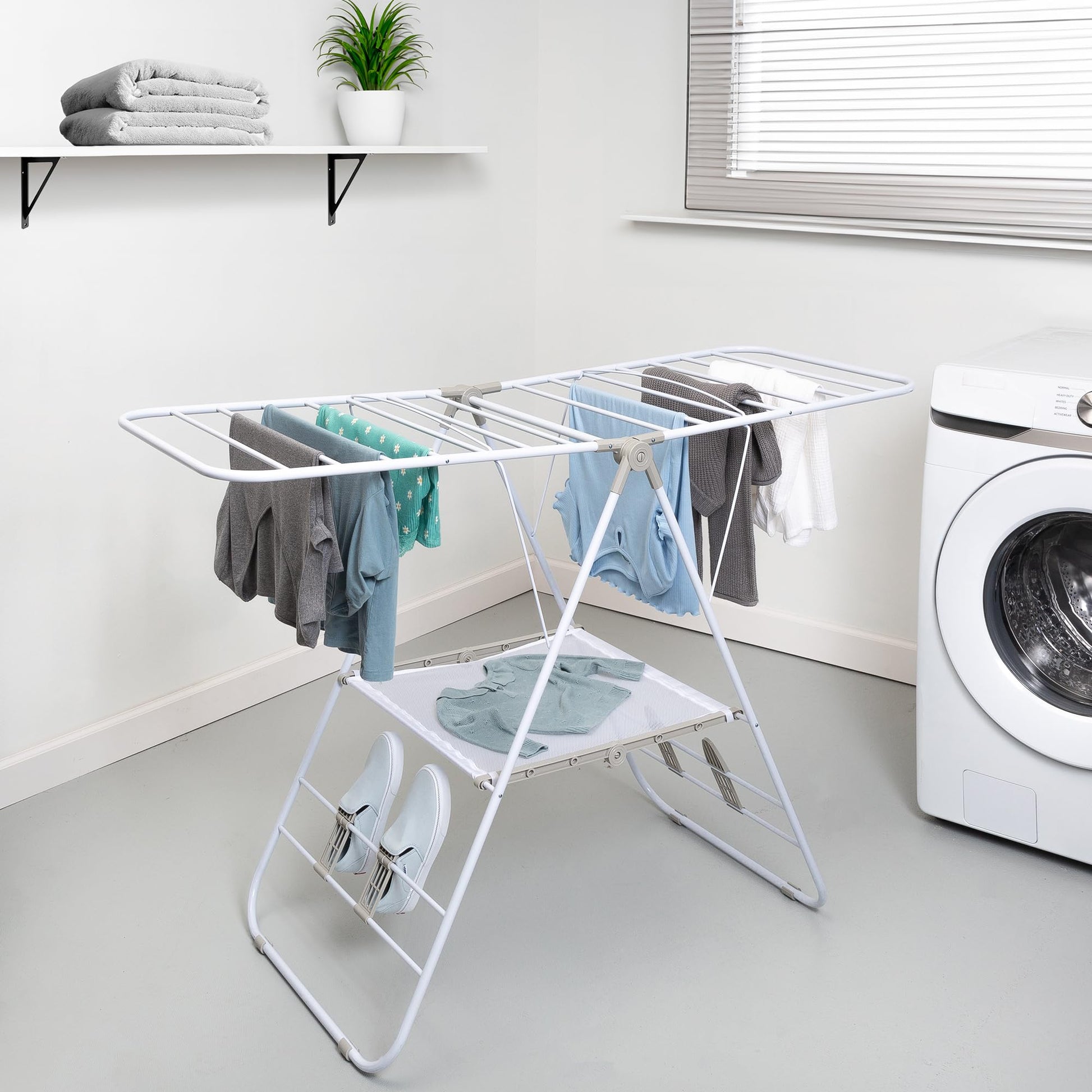 Honey-Can-Do Heavy-Duty Gullwing Clothes Drying Rack, 50 lb, White