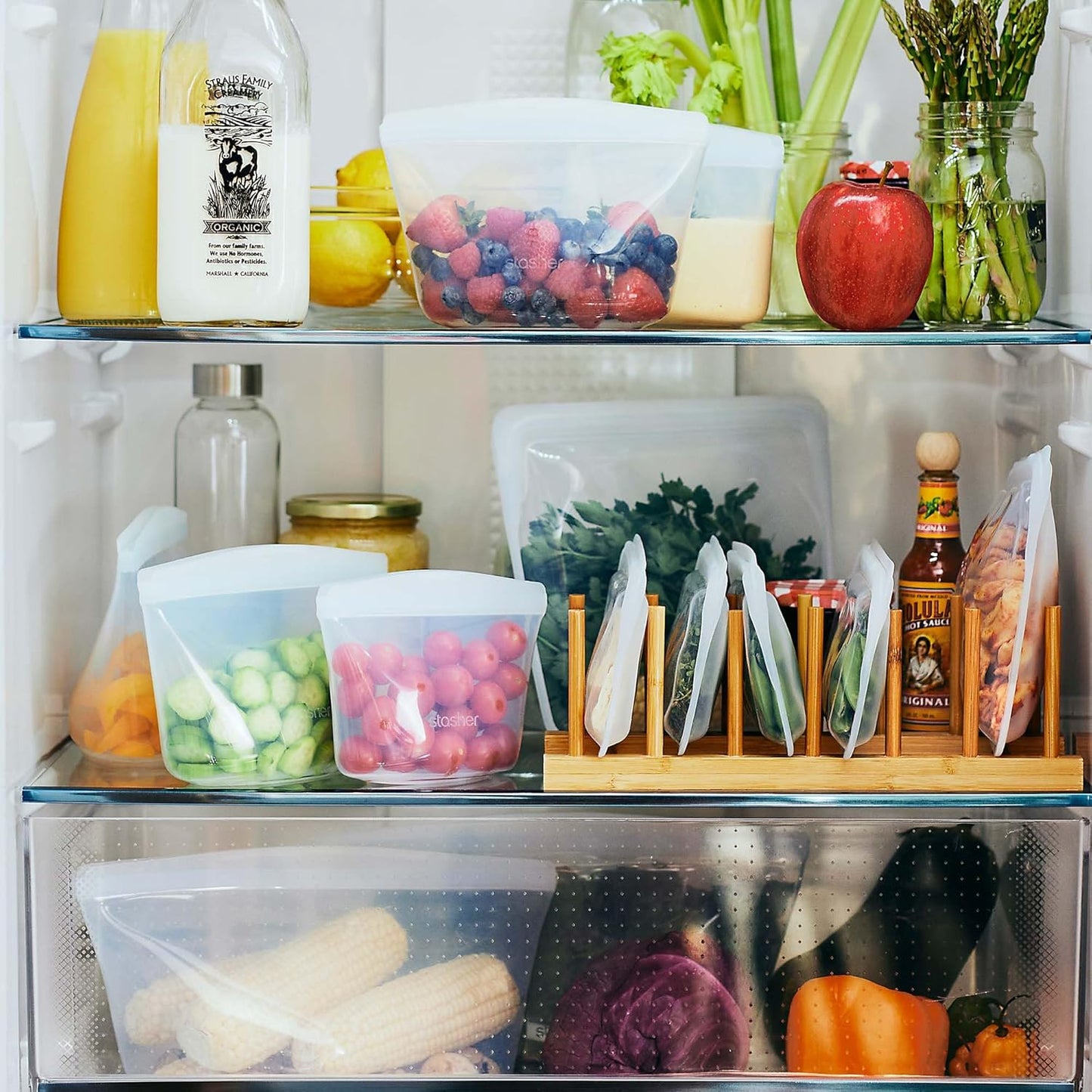 Stasher Premium Silicone Reusable Food Storage Bags, 3-Pack, Multi, Multi-Use Food Storage Bags, Lunch Bag, Travel Containers, BPA Free, Leak-free, Dishwasher-Safe, Eco-friendly