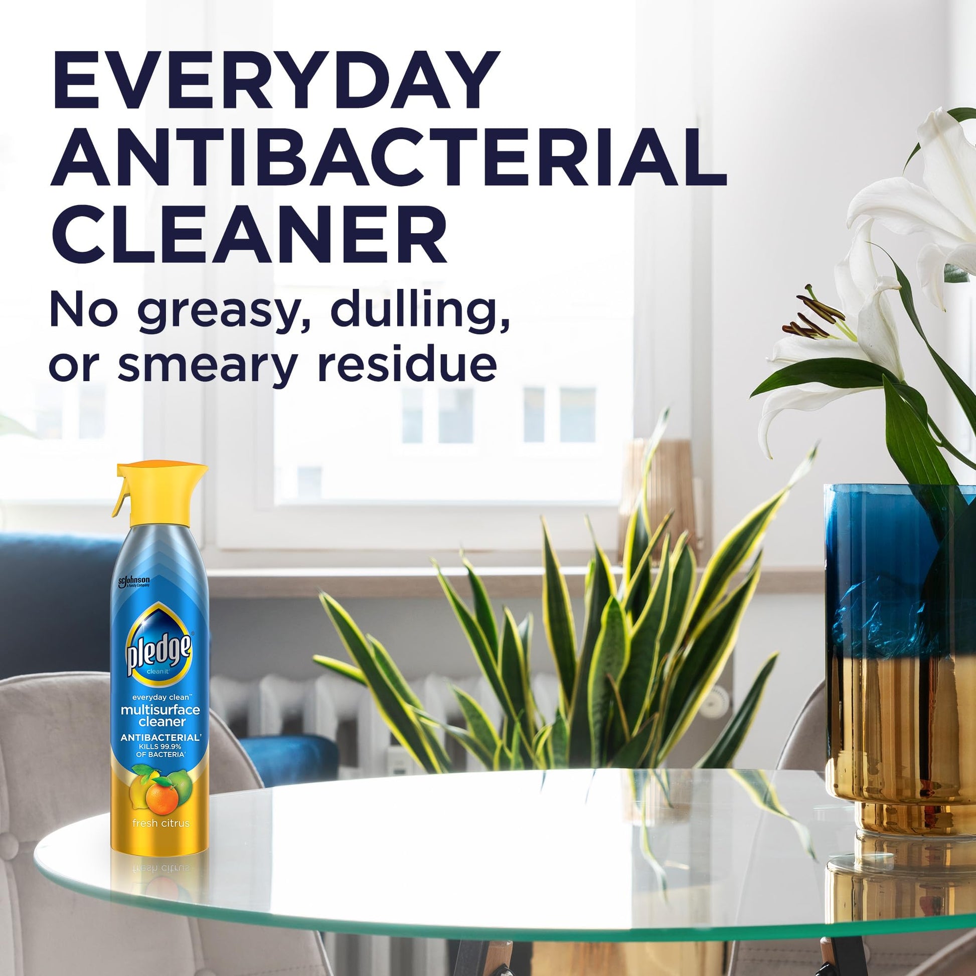 Pledge Antibacterial Multisurface Cleaner Spray, Wood Furniture, Stainless Steel, and Electronics
