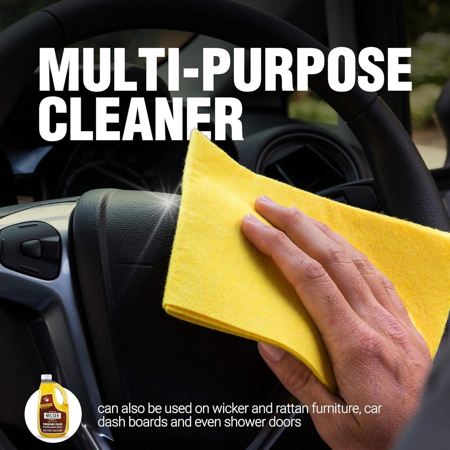 Milsek Furniture Polish and Wood Cleaner with Lemon Oil - Multipurpose Solution for Home Improvement from Hardwood Floors to Kitchen Cabinets - 64 Fl Oz (Pack of 1)