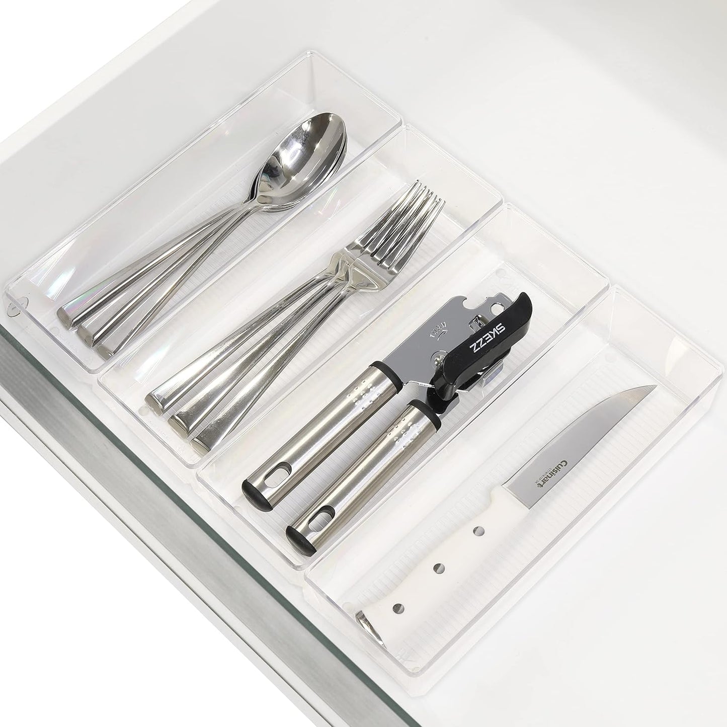 Simple Houseware Clear Drawer Organizer for Office Bin Desk Storage, 3.25"x 9.5", 4 Packs