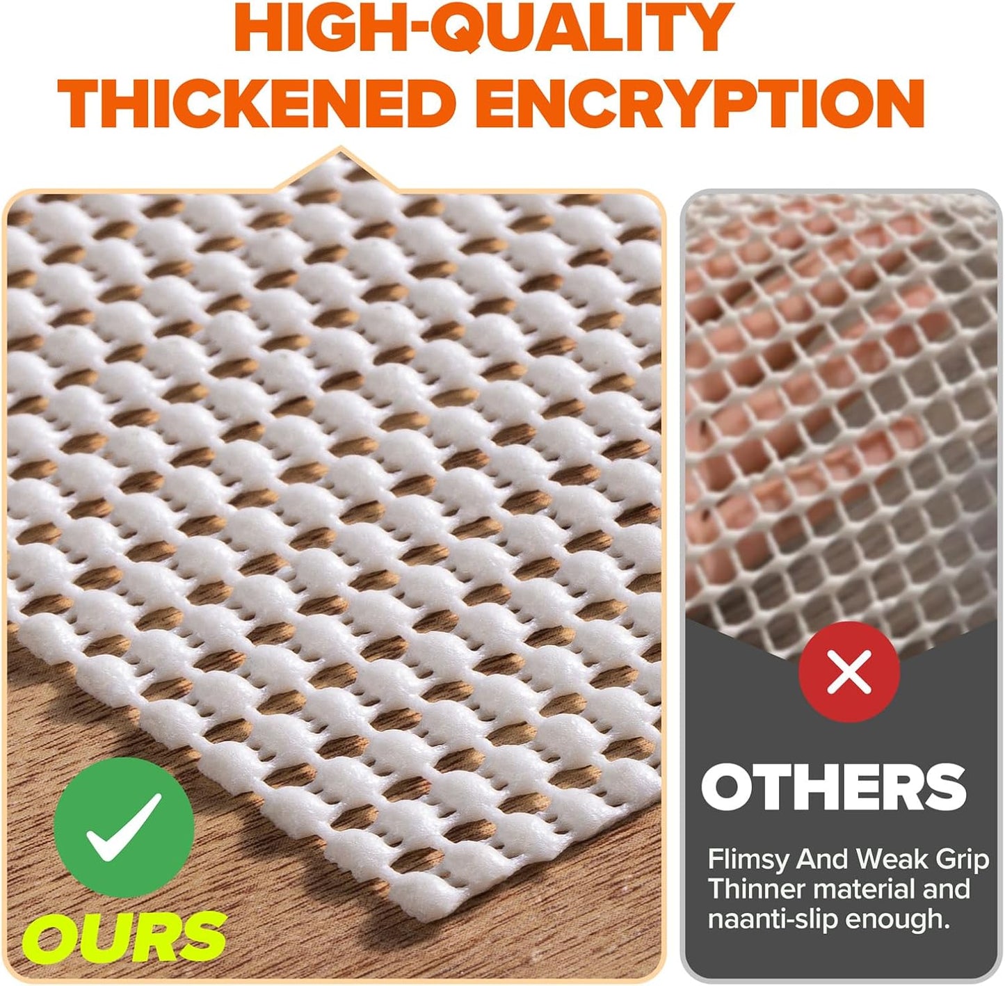 Non-Slip Rug Pad Gripper 2.5x8 Feet, Anti Skid Mat for Under Area Rugs, Keeps Rugs in Position and Safe, Thick Cushioned Carpet Pad for Hardwood Floors Protection