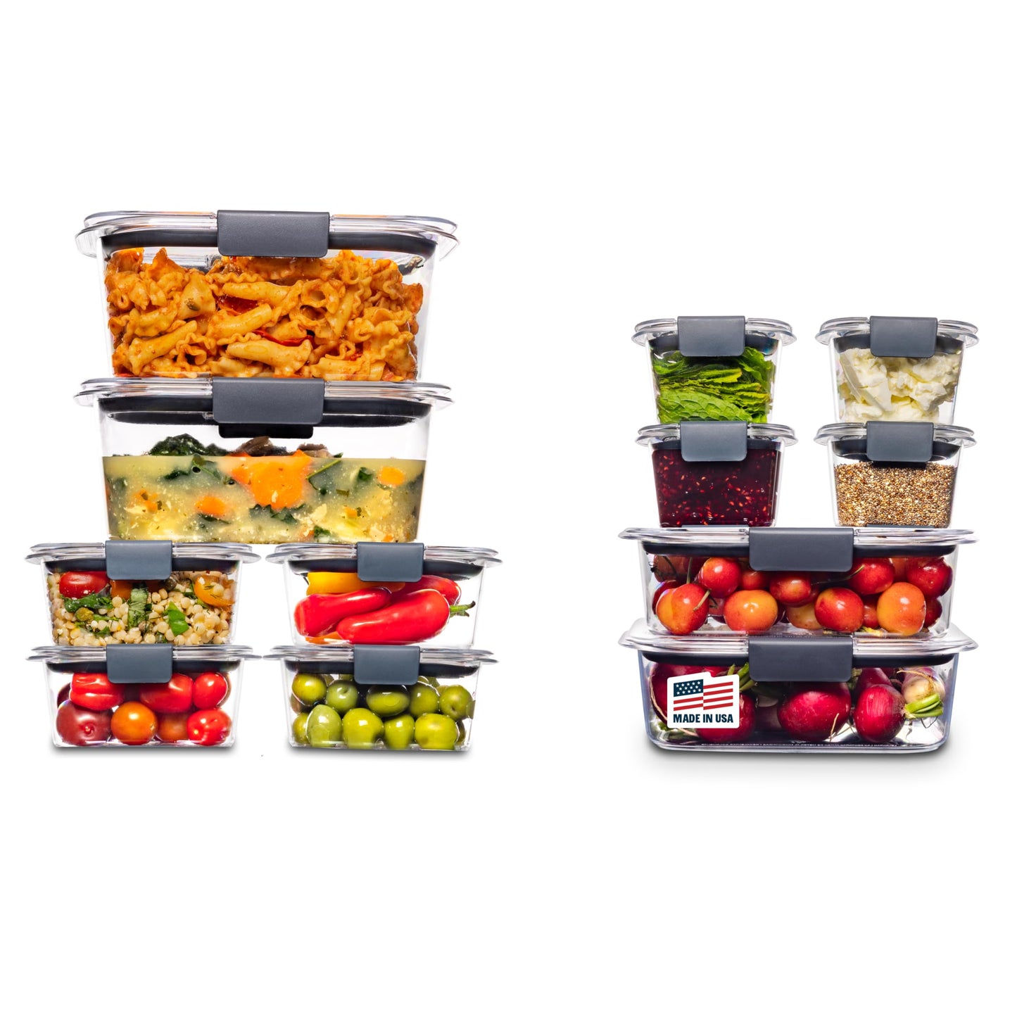Rubbermaid Brilliance BPA-Free Airtight Food Storage Containers, 24-Piece Set, Easy for Meal Prep
