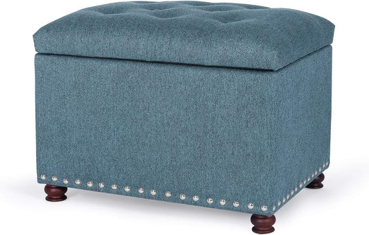 Joveco 24" Ottoman with Storage for Living Room Rectangular Fabric Tufted Bench Footrest Toy Chests