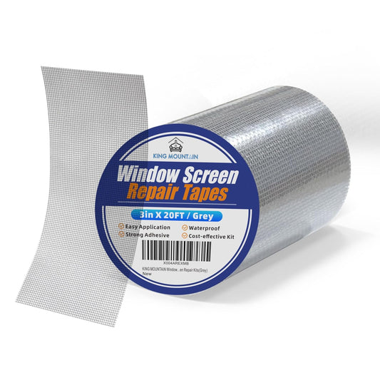 KING MOUNTAIN Grey Window Screen Repair Tape,3inX20FT Heavy Duty Screen Repair Kit for Window