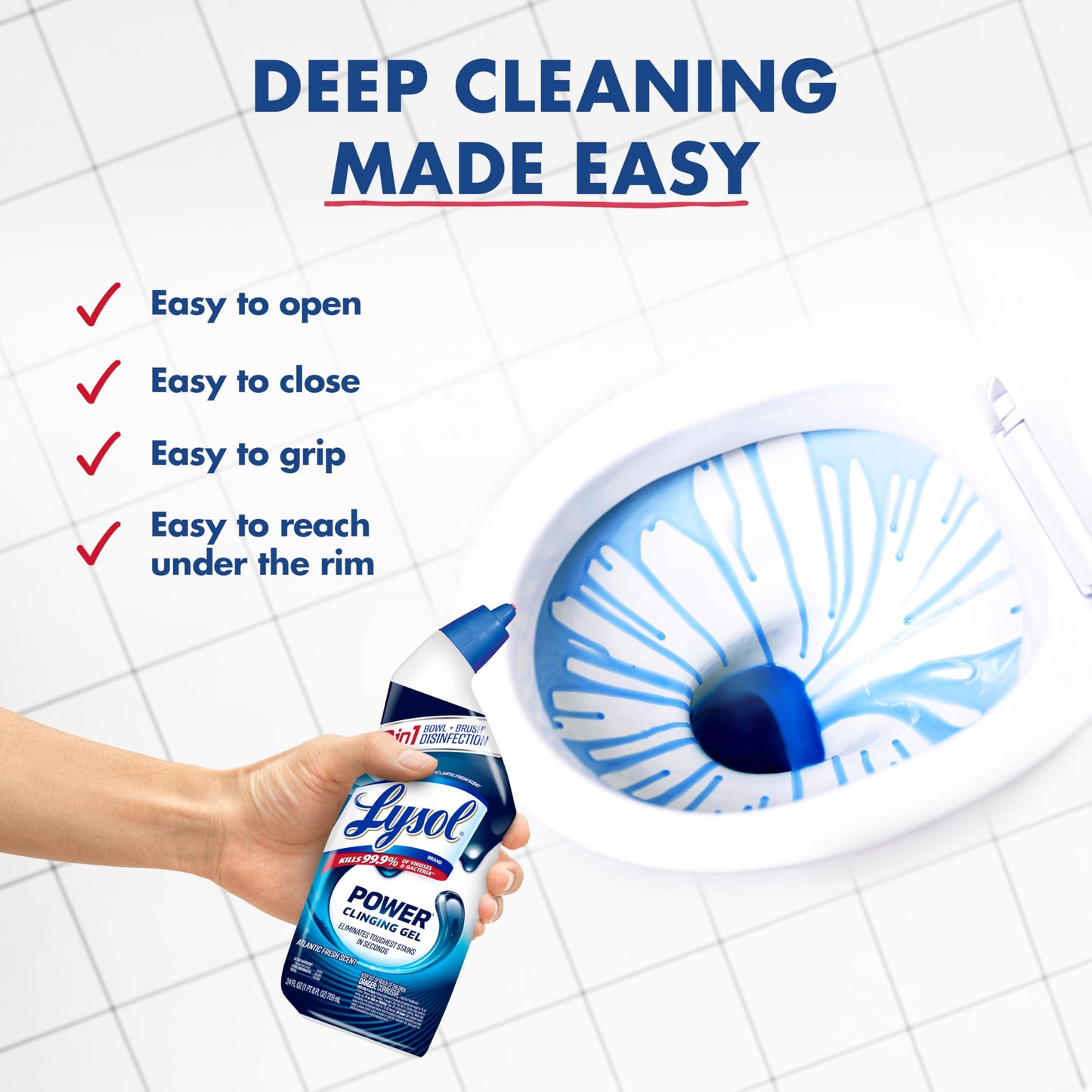 Lysol Toilet Bowl Cleaner, Max Strength Bathroom Cleaning Supplies, Toilet Bowl Cleaner Clinging