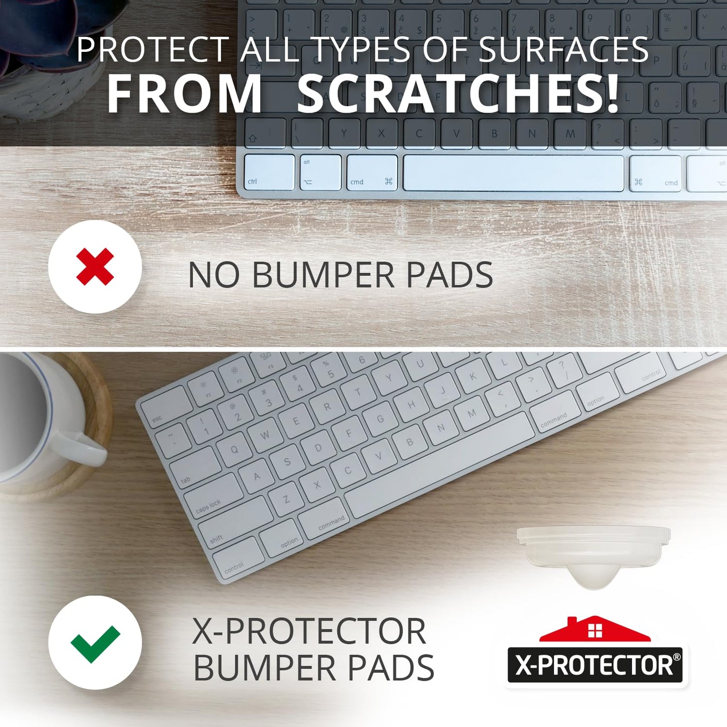 X-Protector Cabinet Door Bumpers 128 PCS – 1/2" Silicone Clear Bumpers – Ideal Cabinet Bumpers – Self-Adhesive Thick Door Silencer – Bumper Pads to Protect Glass & Other Surfaces!