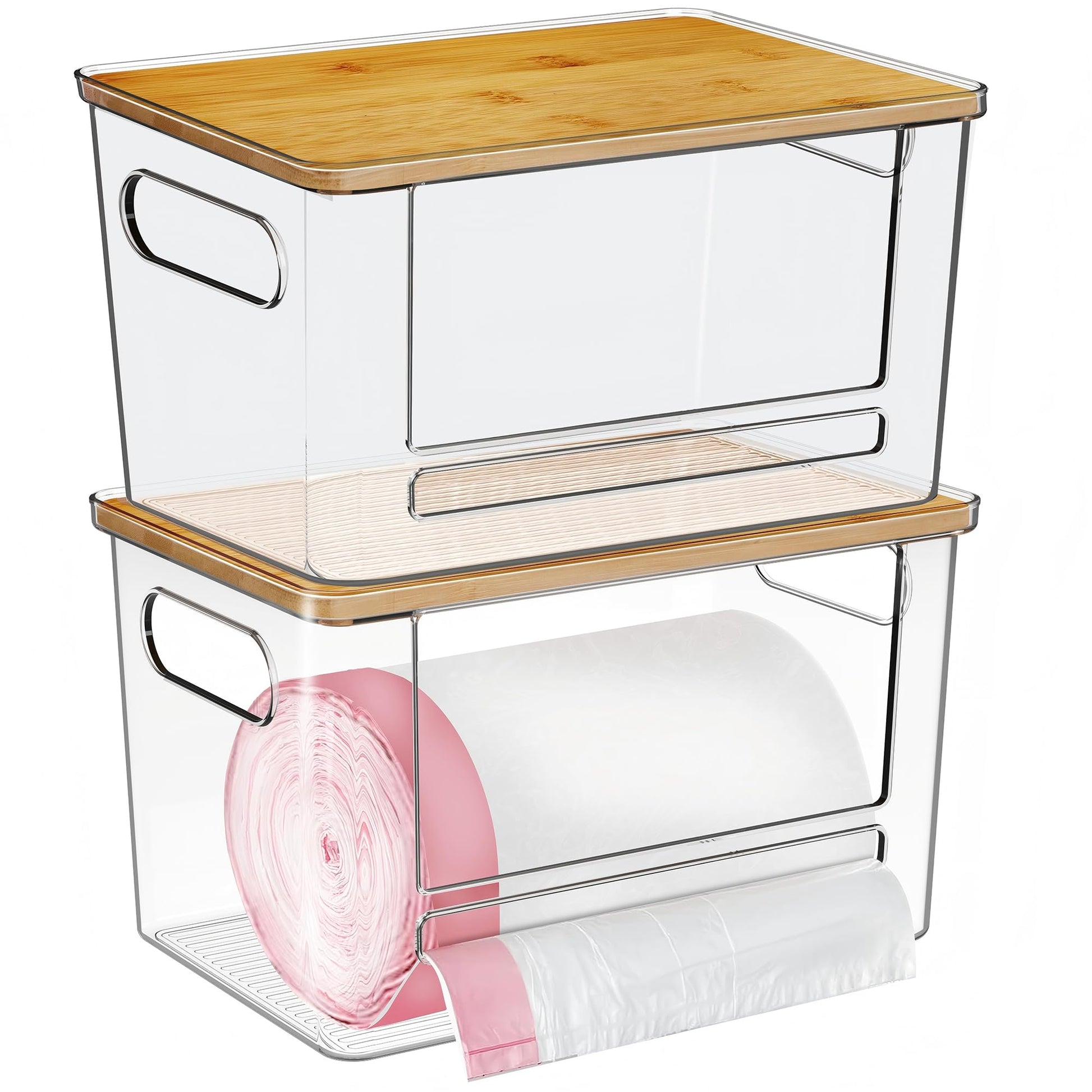Trash Bag Dispenser 2 Pack - Under Sink Organizer, Plastic Bag Holder