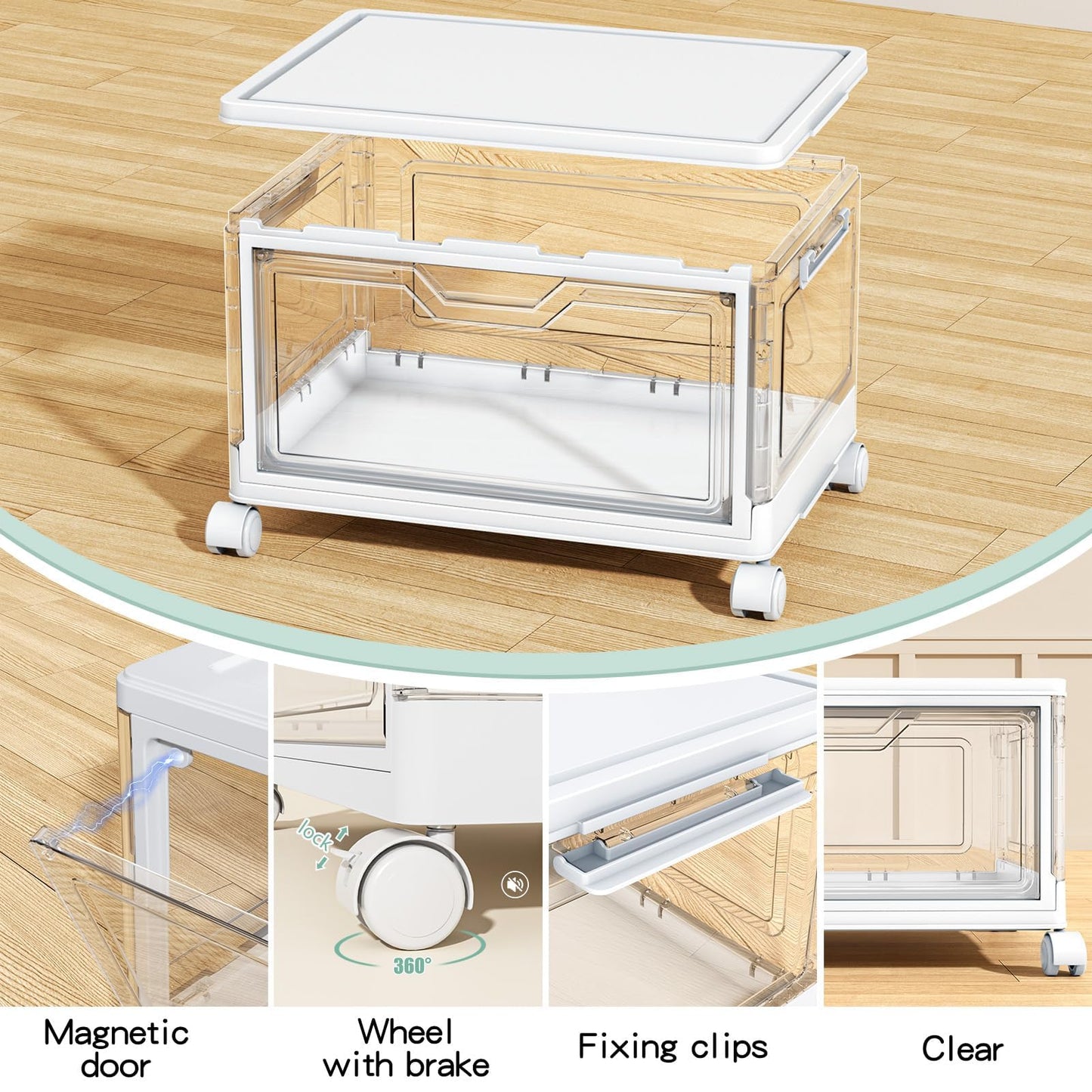 Kmiectse Clear Storage Bins with Lids - 4 Tier 23qt Plastic Stackable Bins