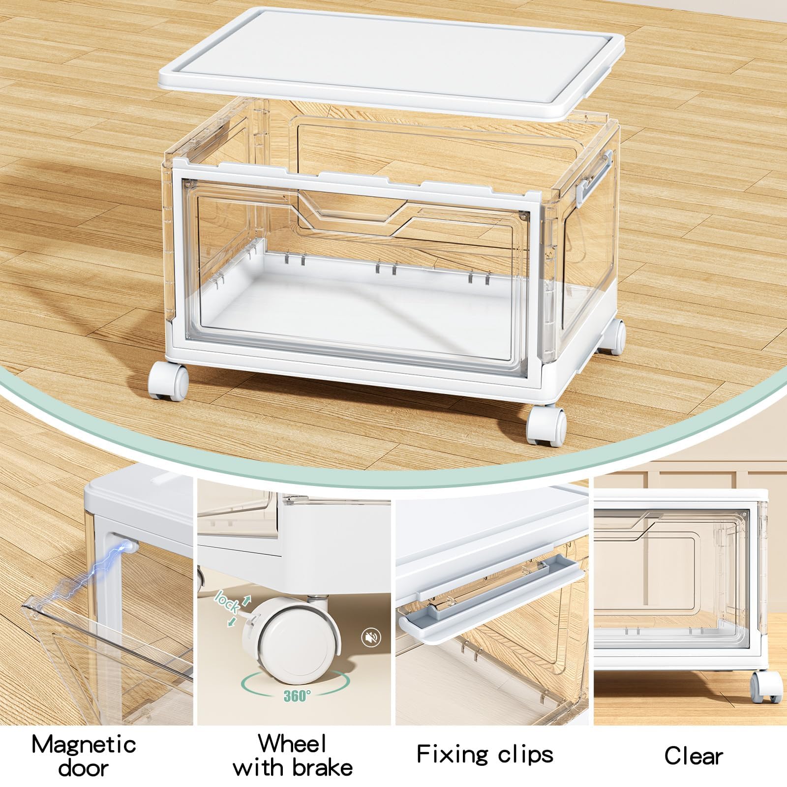 Kmiectse Clear Storage Bins with Lids - 4 Tier 23qt Plastic Stackable Bins