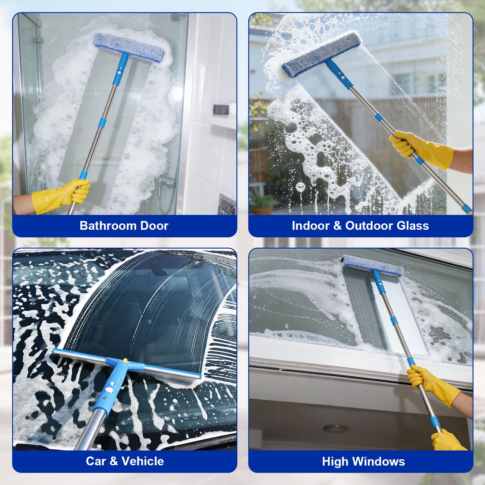 Professional Window Cleaning Kit, Window Washing Kit with 3 Gallon Bucket, 14-Inch Squeegee