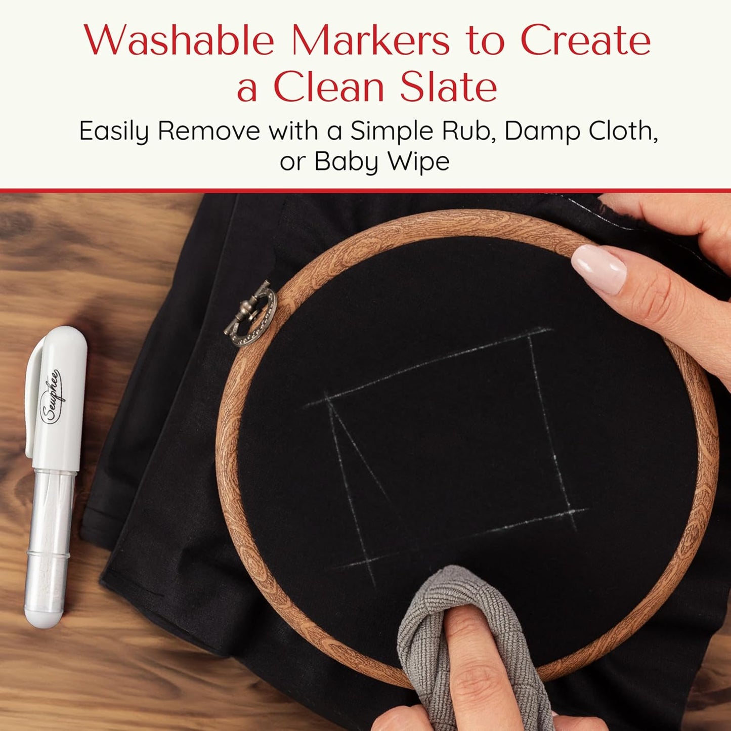 Fabric Markers for Sewing ??Ergonomic Tailors Chalk Pen with Improved Dosing Wheel for Sharp Lines - Washable Sewing Chalk Marking Pens that are Compatible with Most Fabrics - White and White 2 Pack