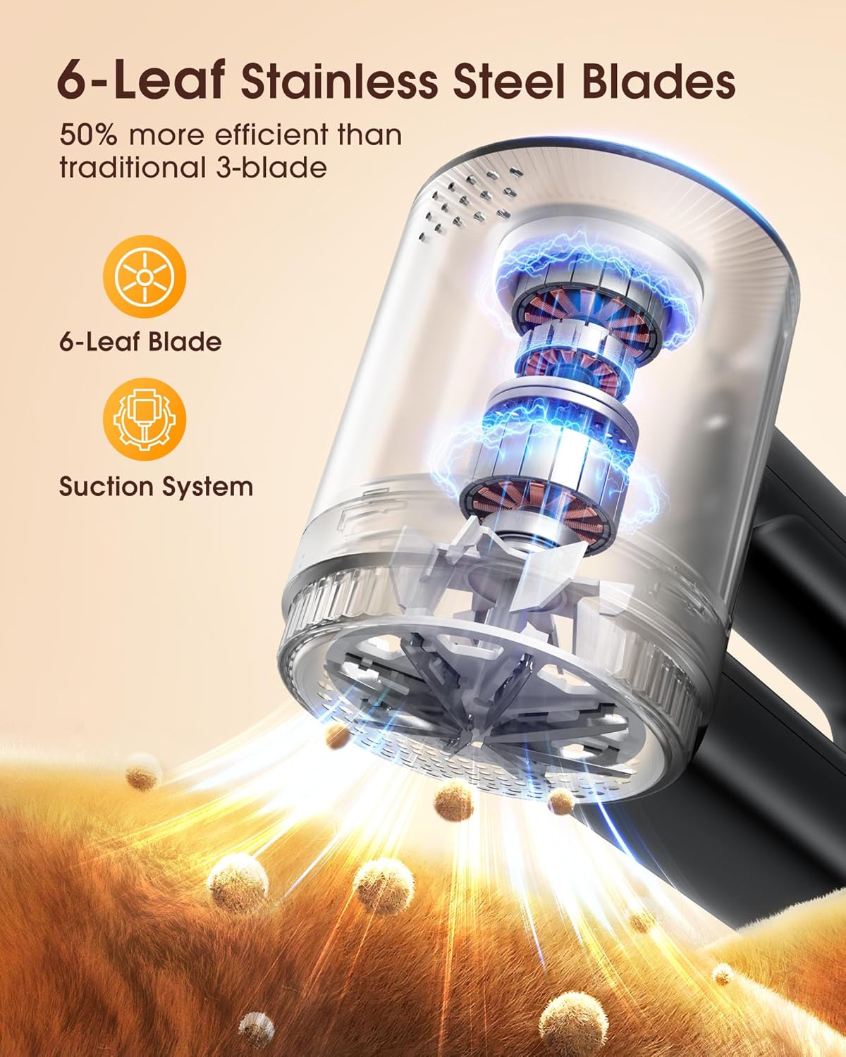 Fabric Shaver Electric Lint Remover Rechargeable Lint Shaver Digital Display Fabric Sweater Shaver 3 Speeds 6 Leaf Blades for Clothing to Remove Pilling for Clothes Furniture Sweater Couch Blanket