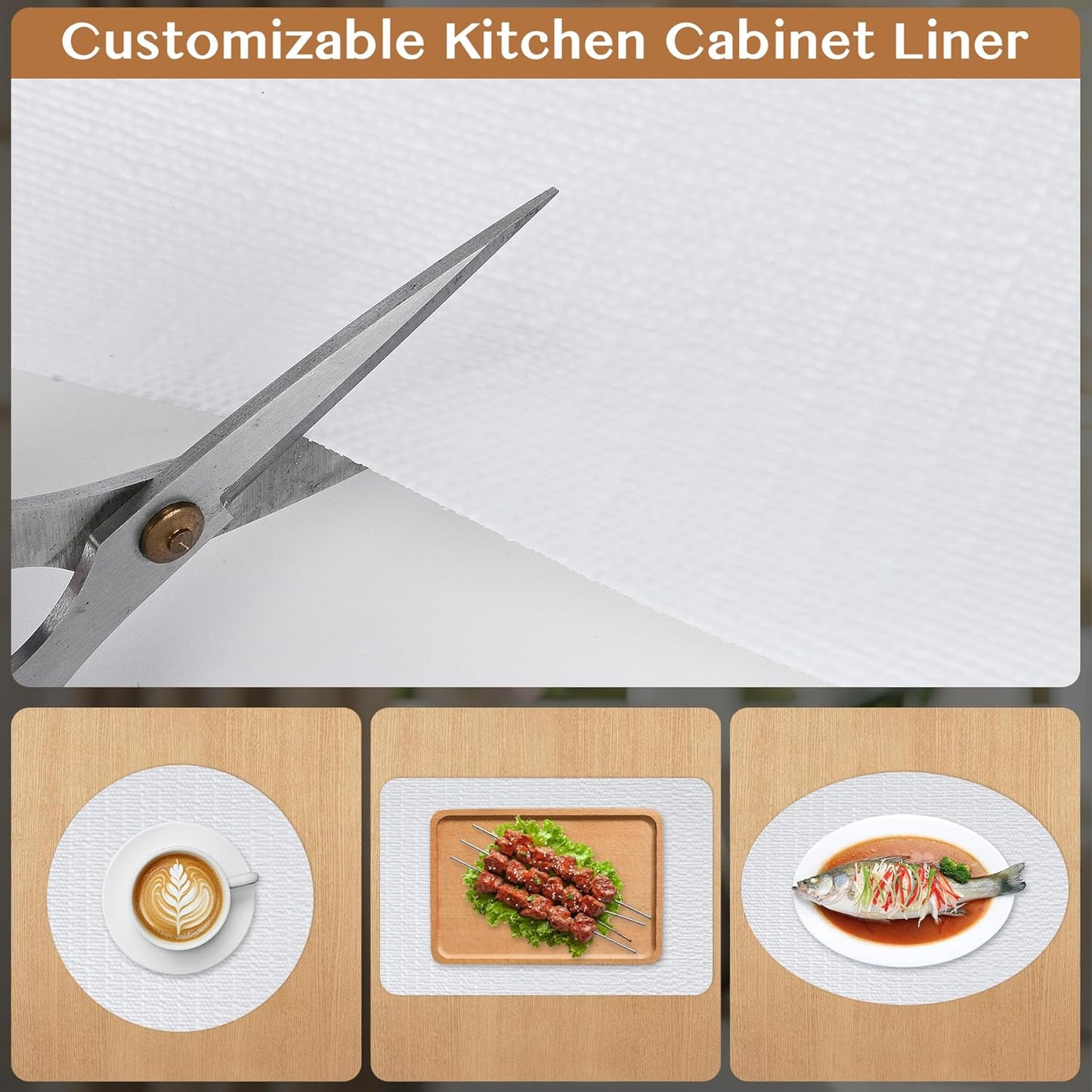 Non-Adhesive Shelf and Drawer Liner for Kitchen Cabinets, 12 in x 20FT Strong Non-Slip Cabinet Liners for Shelves, Refrigerator, Pantry Storage, Bathroom Closet, Easy to Clean & Cut, White