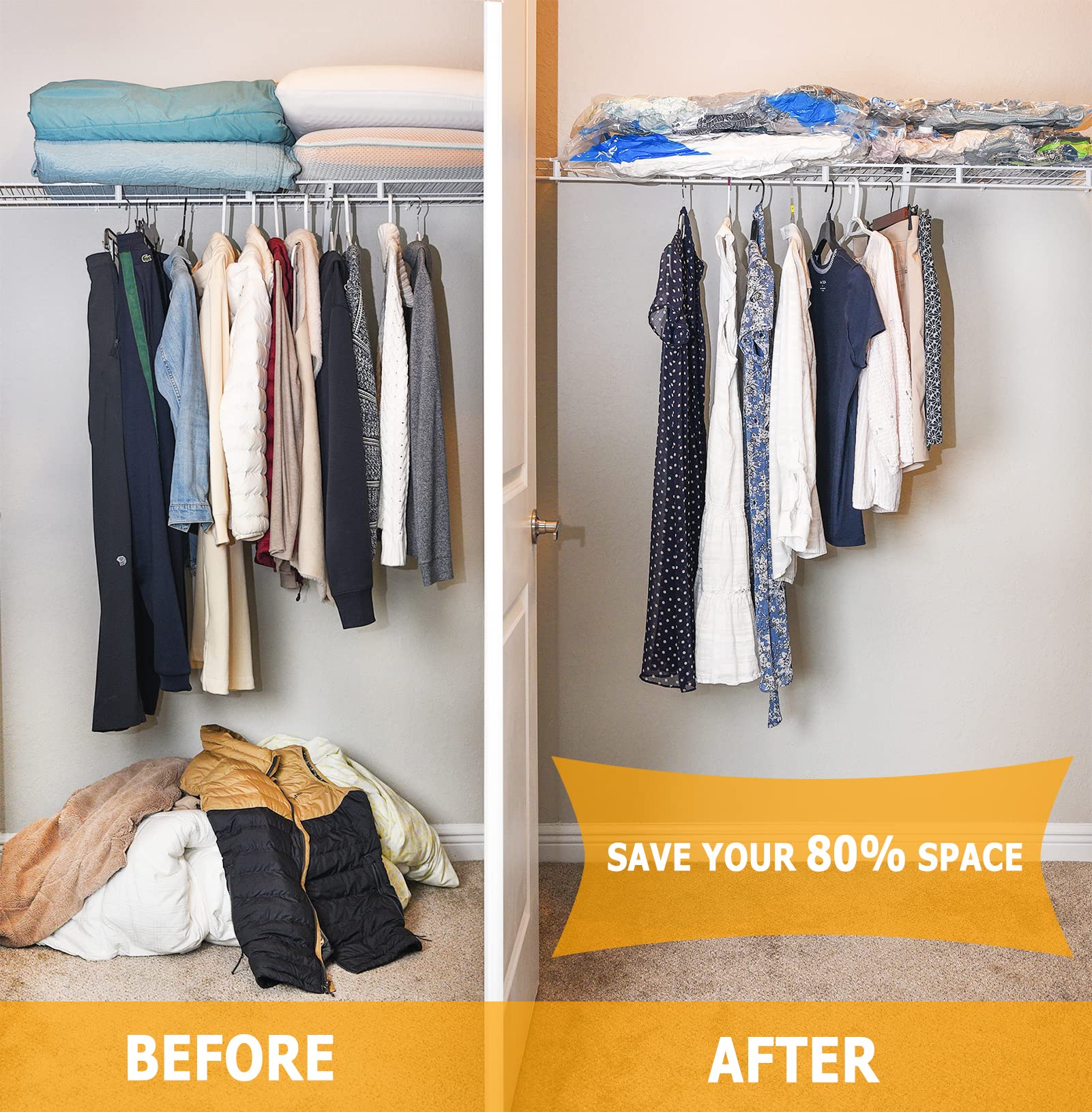 MEIQIHOME Vacuum Storage Bags, Space Saver Sealer Bags,Vacuum seal bags for clothing, Pillows