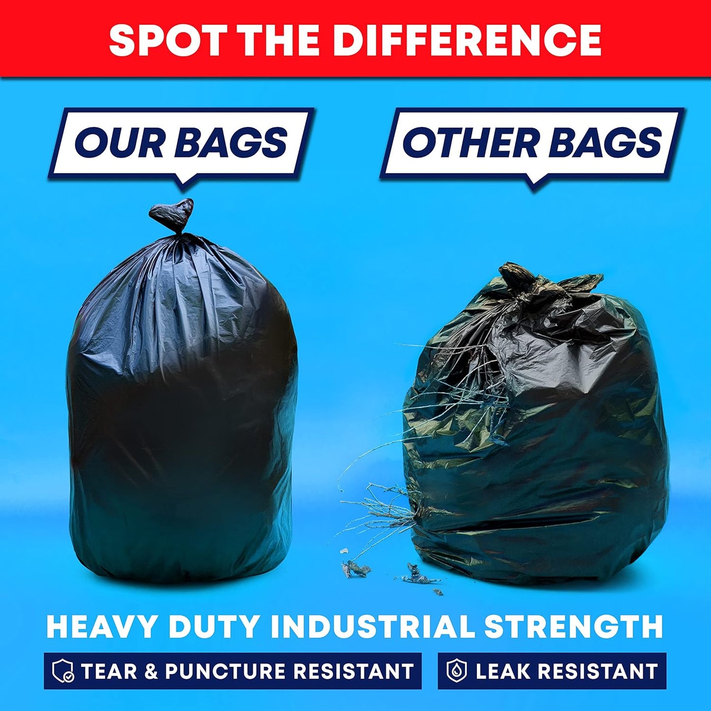 Veska 95-96 Gallon Trash Bags Heavy Duty, (ValuePack 25 Bags w/Ties) 100 Gallon Extra Large Trash Bags, 90 Gallon, 95 Gallon, 96 Gallon Heavy Duty Big Garbage Bags