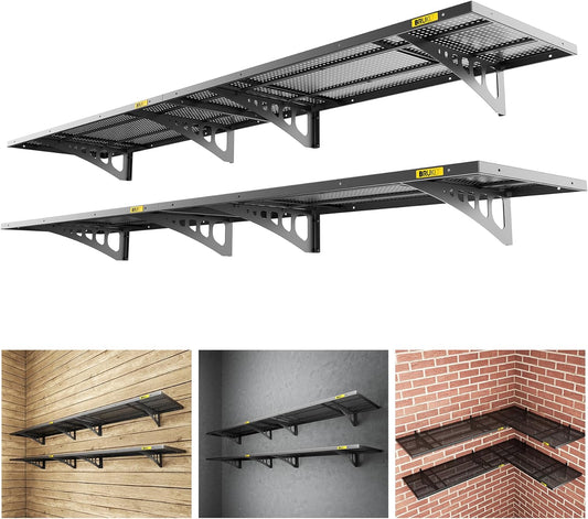 4Pack 1.64x4ft Adjustable Metal Garage Wall Shelving Heavy Duty Garage Storage Shelf Wall Mounted