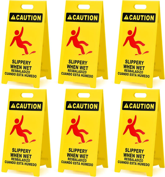 MATTHEW CLEANING 25'' Industrial Wet Floor Sign 6 Pack 2-Sided Durable Corrugated Plastic Birght