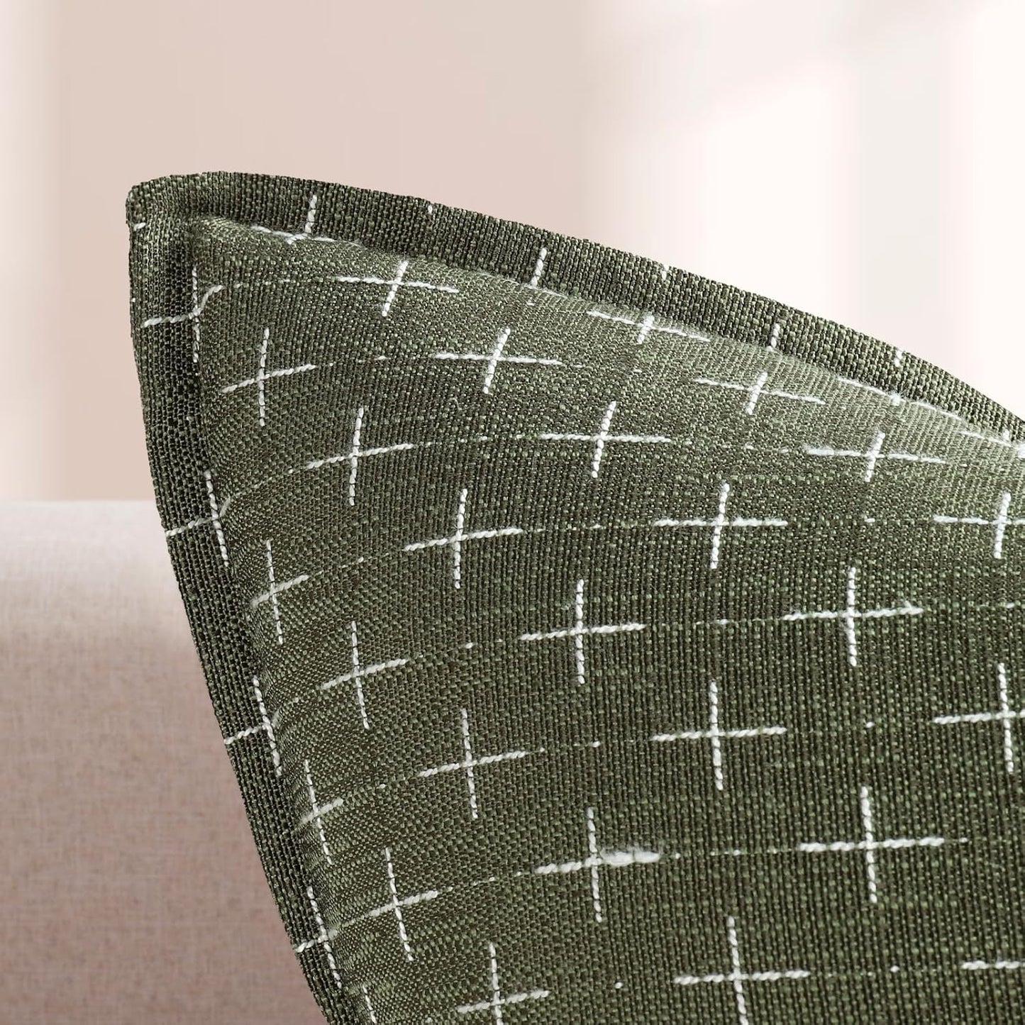 ZWJD Pillow Covers 24x24 Set of 2 Soft Polyester Textured Pillow Covers with Stylish Flange Edge Cozy Farmhouse Throw Pillows for Couch Bed Sofa Living Room