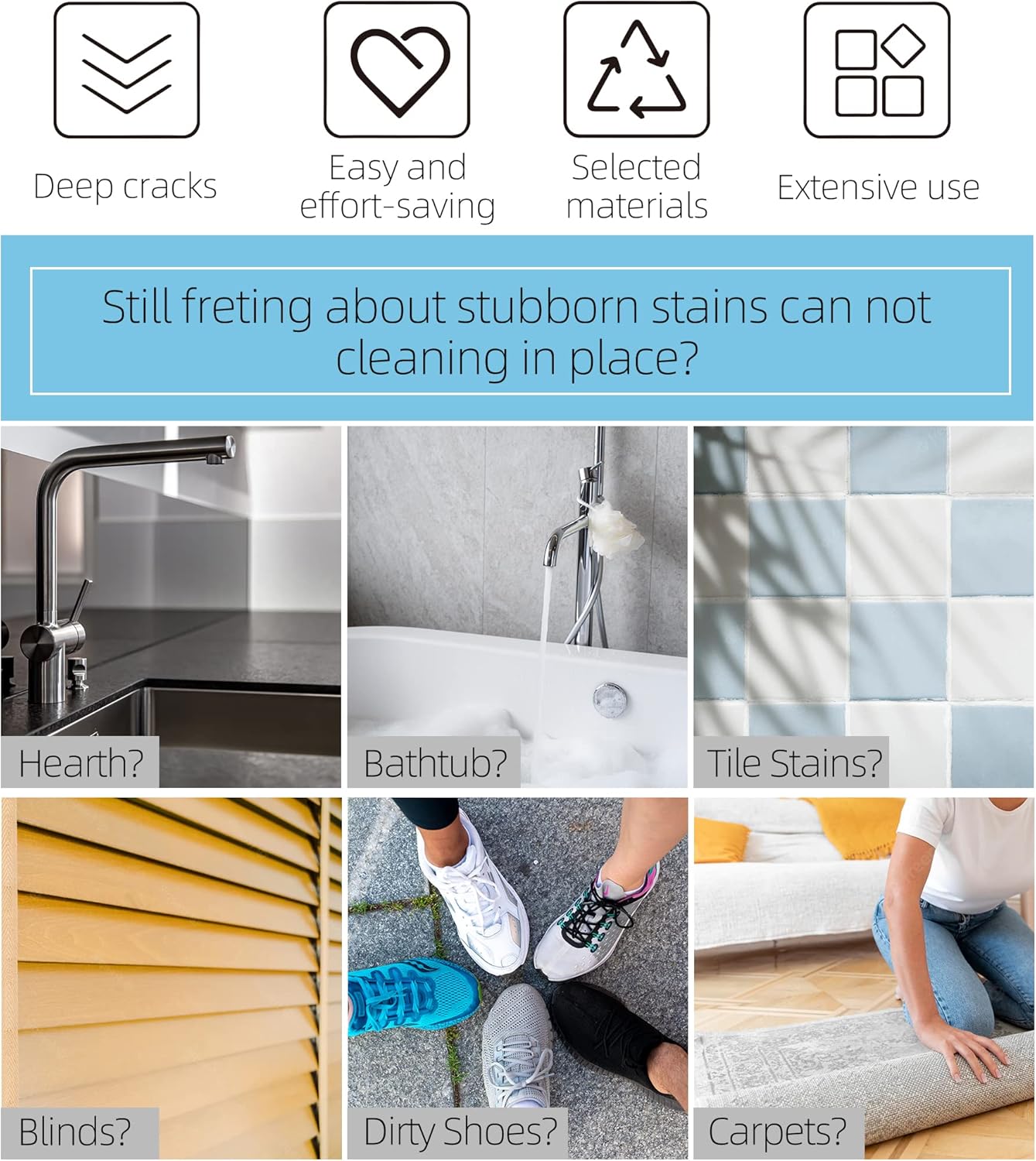 2-Pack Scrub Brush for Cleaning with Long Handle,Medium Firm Brush Bathroom Cleaning Supplies and Bathtub Cleaner and Shower Cleaning Brush,Multi-Scene Use for Kitchen or Carpet Brush,White&Blue