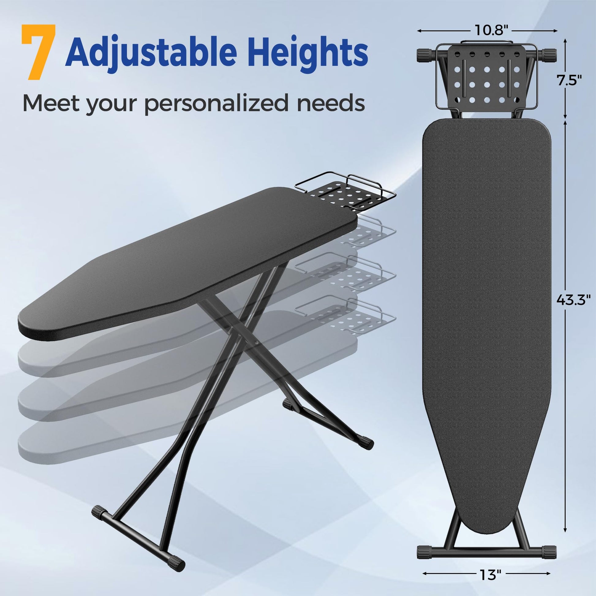 BEWISHOME Ironing Board Full Size 43x13, Compact Iron Board with Iron Rest