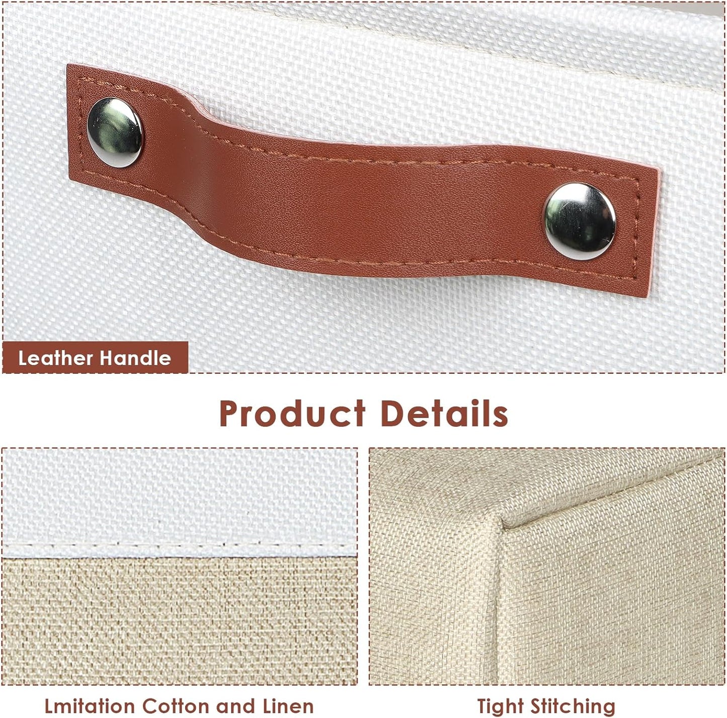 Univivi 12x12 Storage Cube Bins set of 4 Cube Organizer with Handles|Hard Bottom Fabric Closet Storage Organizer Baskets for Shelves (Khaki)