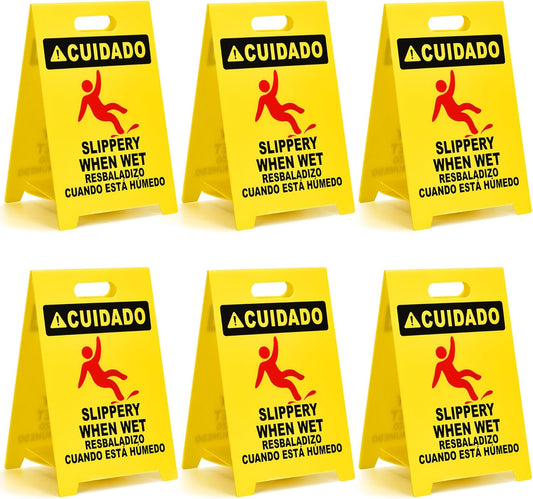 MATTHEW CLEANING 19'' Industrial Wet Floor Sign 6 Pack 2-Sided Durable Corrugated Plastic Birght