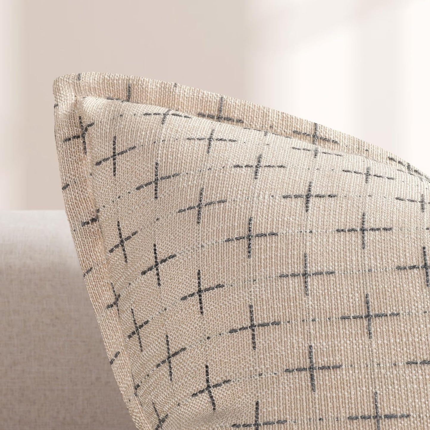 ZWJD Pillow Covers 26x26 Set of 2 Soft Polyester Textured Pillow Covers with Stylish Flange Edge Cozy Farmhouse Throw Pillows for Couch Bed Sofa Living Room