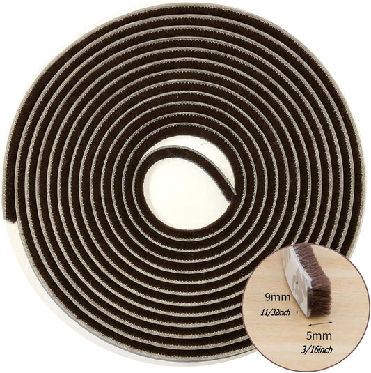 Weather Stripping Brush for Sliding Windows/Doors Frame Side,Pile Self Adhesive Weatherstrip Seal Strip Sealer Draft Stoppers (16.5ft x11/32 x 3/16 Brush inch, Brown)
