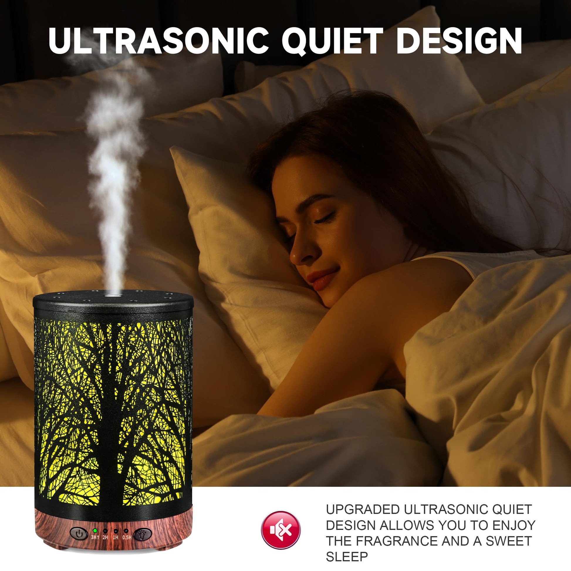 JOYOLO Essential Oil Diffuser 120ML Metal Aromatherapy Diffuser with Timer, Cool Mist Humidifier