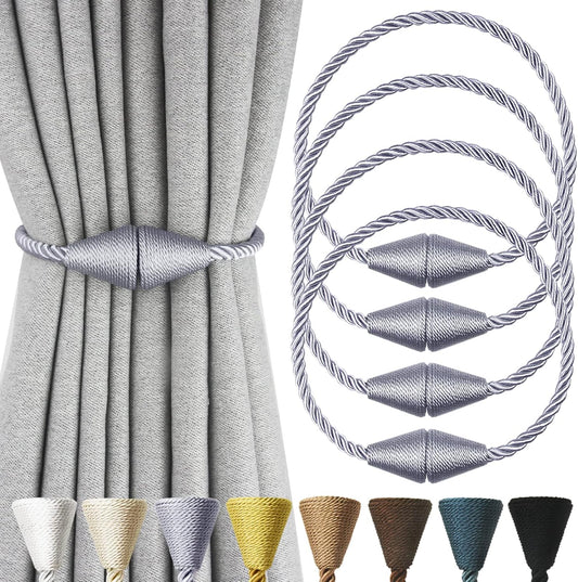 4 Pack Magnetic Curtain Tiebacks Rope Modern Handmade Curtain Tie Backs Decorative Drapes Weave