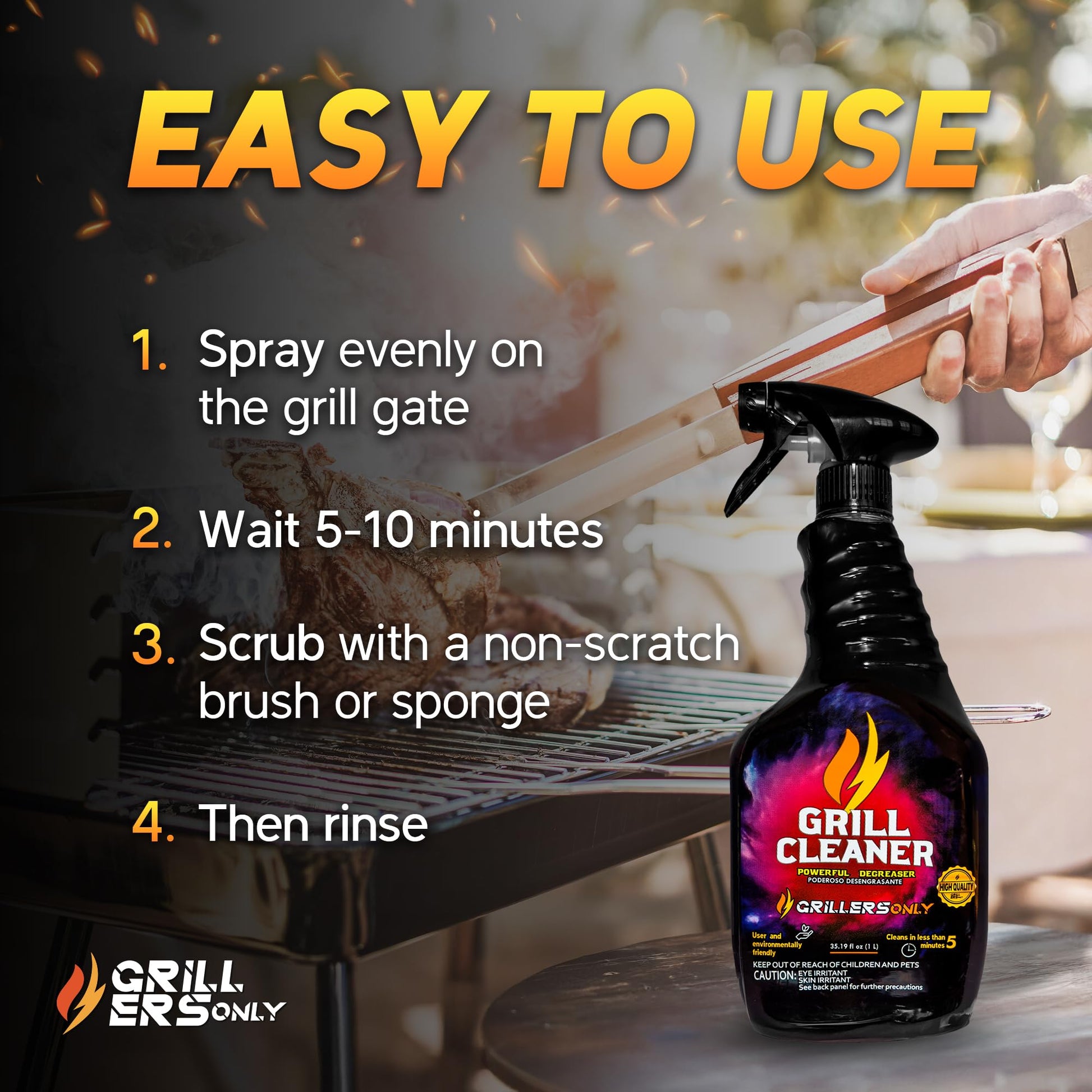 Grill Cleaner Spray & Degreaser | Heavy-Duty Grill Spray for BBQ, Griddles & Cast Iron Cleaner