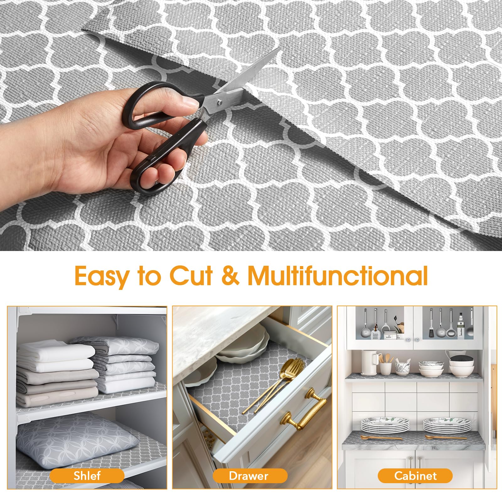 Shinlendid Shelf and Drawer Liner for Kitchen Cabinet Non-Adhesive Non Slip