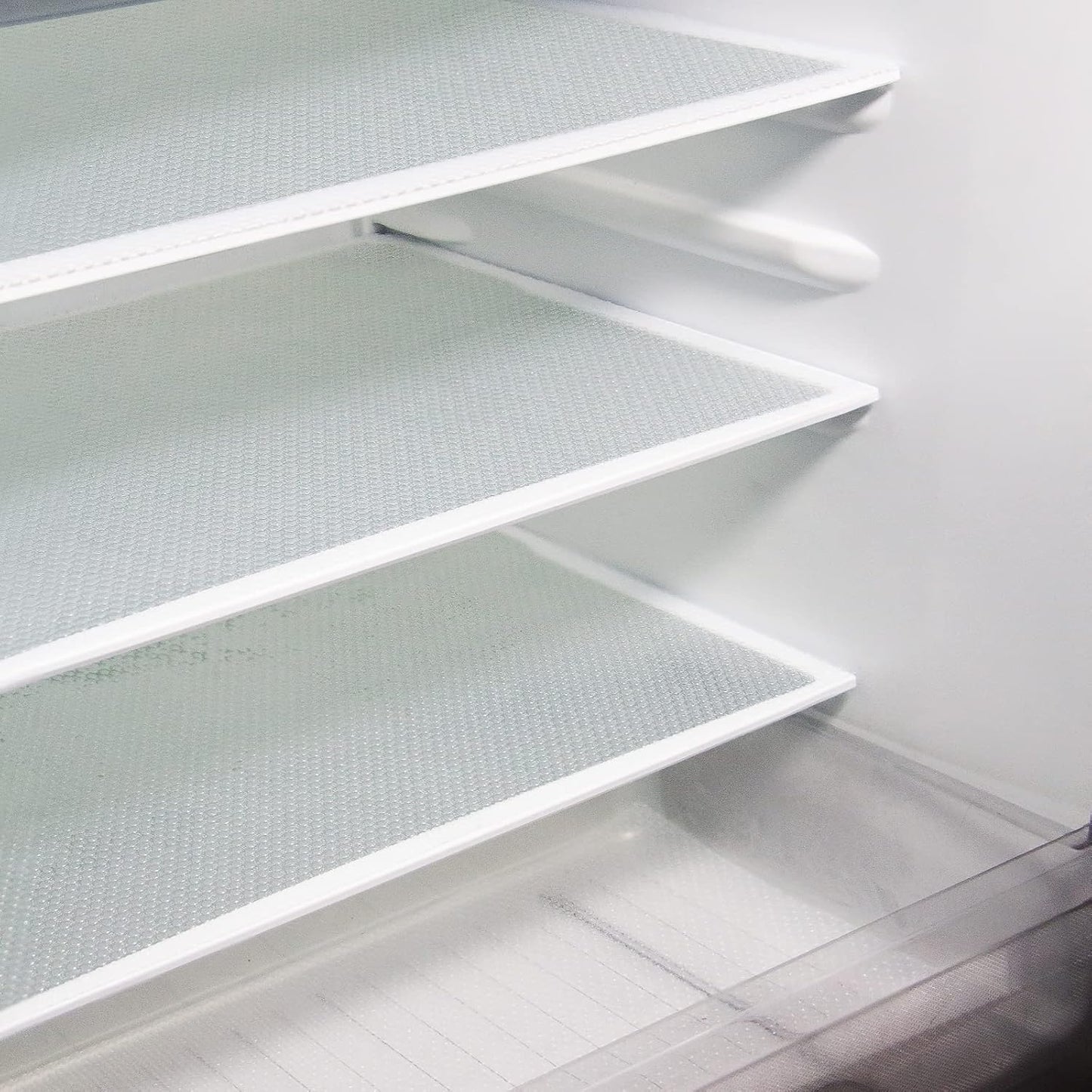 8Pcs Refrigerator Liners, Washable Fridge Liner Mats Covers Pads for Glass Shelf Cupboard Cabinet Drawer Home Kitchen Accessories Organization (Clear)