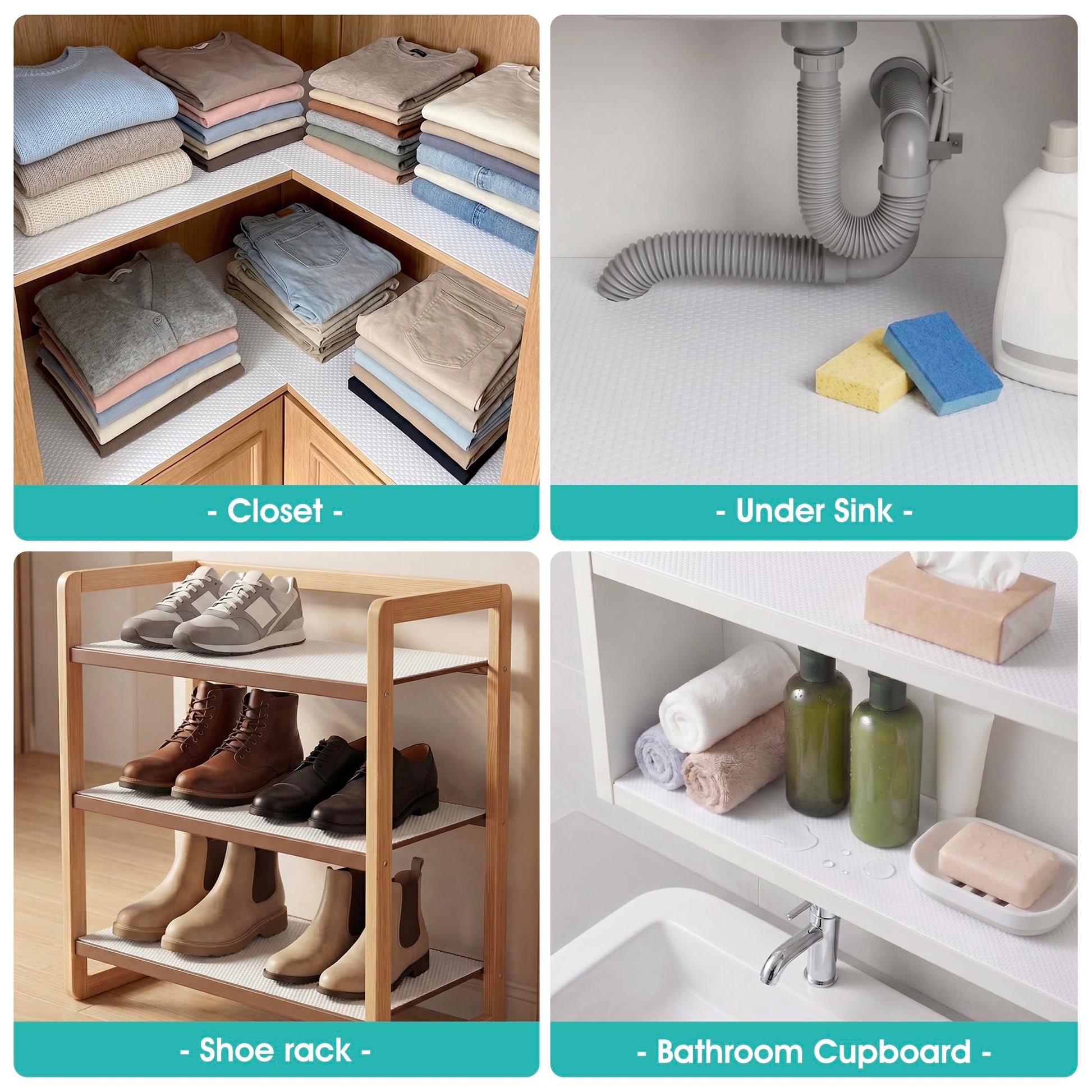 Cabinet Shelf Liner Peel and Stick: Self Adhesive Cabinets Paper - 15.7 in x 12 FT Non-Slip White