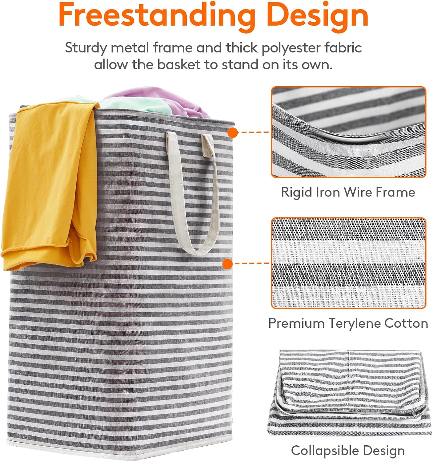 Lifewit 3 Pack Laundry Hamper Large Collapsible Laundry Baskets, Freestanding Waterproof Clothes Hamper with Easy Carry Handles in Laundry Room Bedroom Bathroom College Dorm for Adults, Black, 3 x 80L