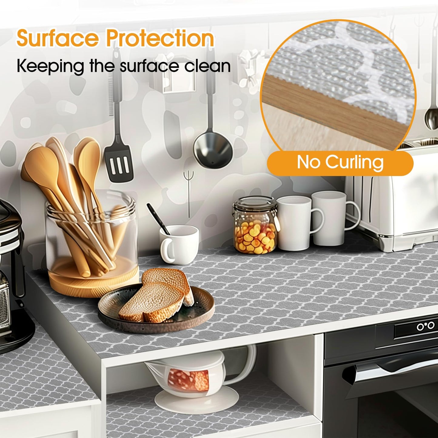 Shinlendid Shelf and Drawer Liner for Kitchen Cabinet Non-Adhesive Non Slip
