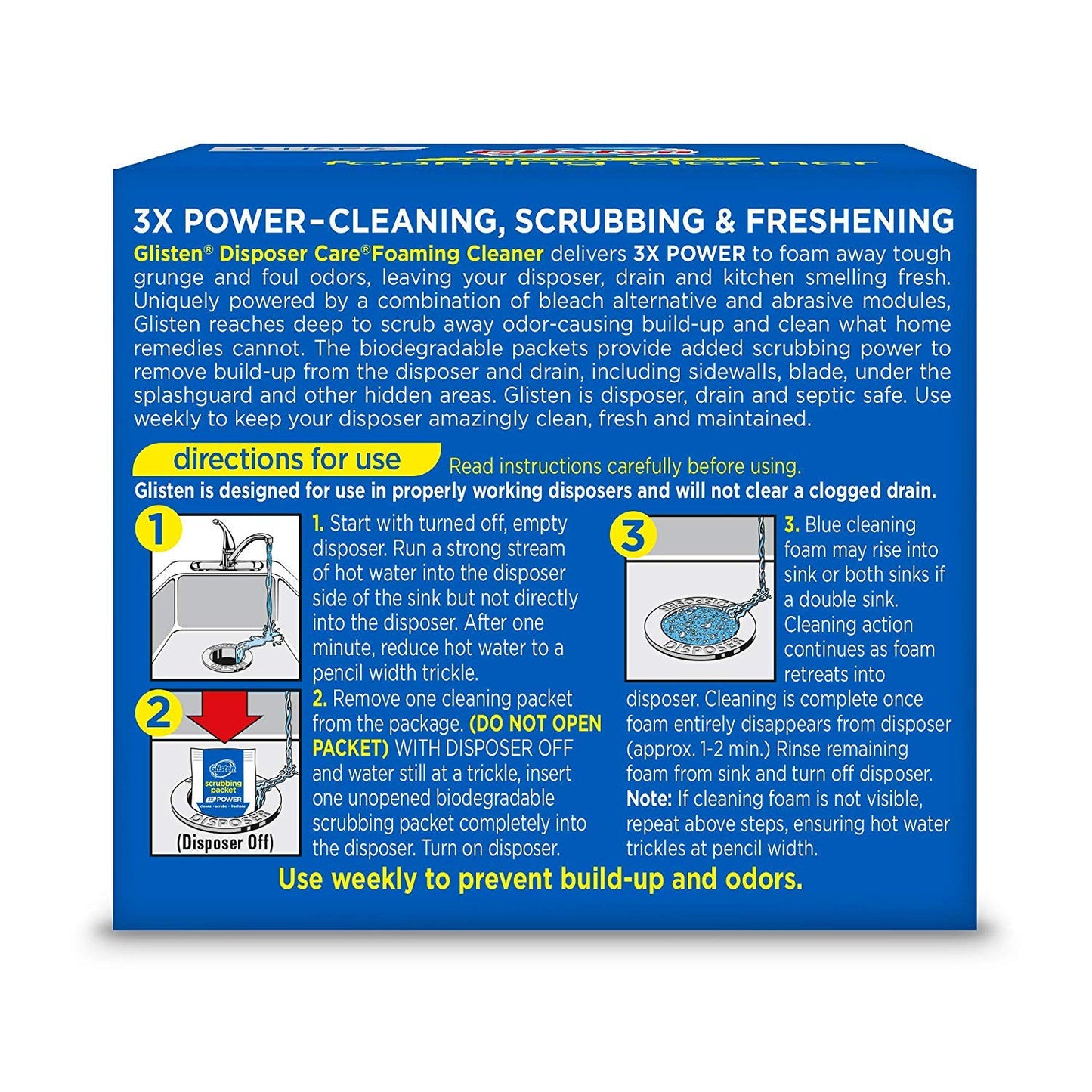 Glisten Garbage Disposal Cleaner and Odor Eliminator with Foaming Action, Removes Buildup and