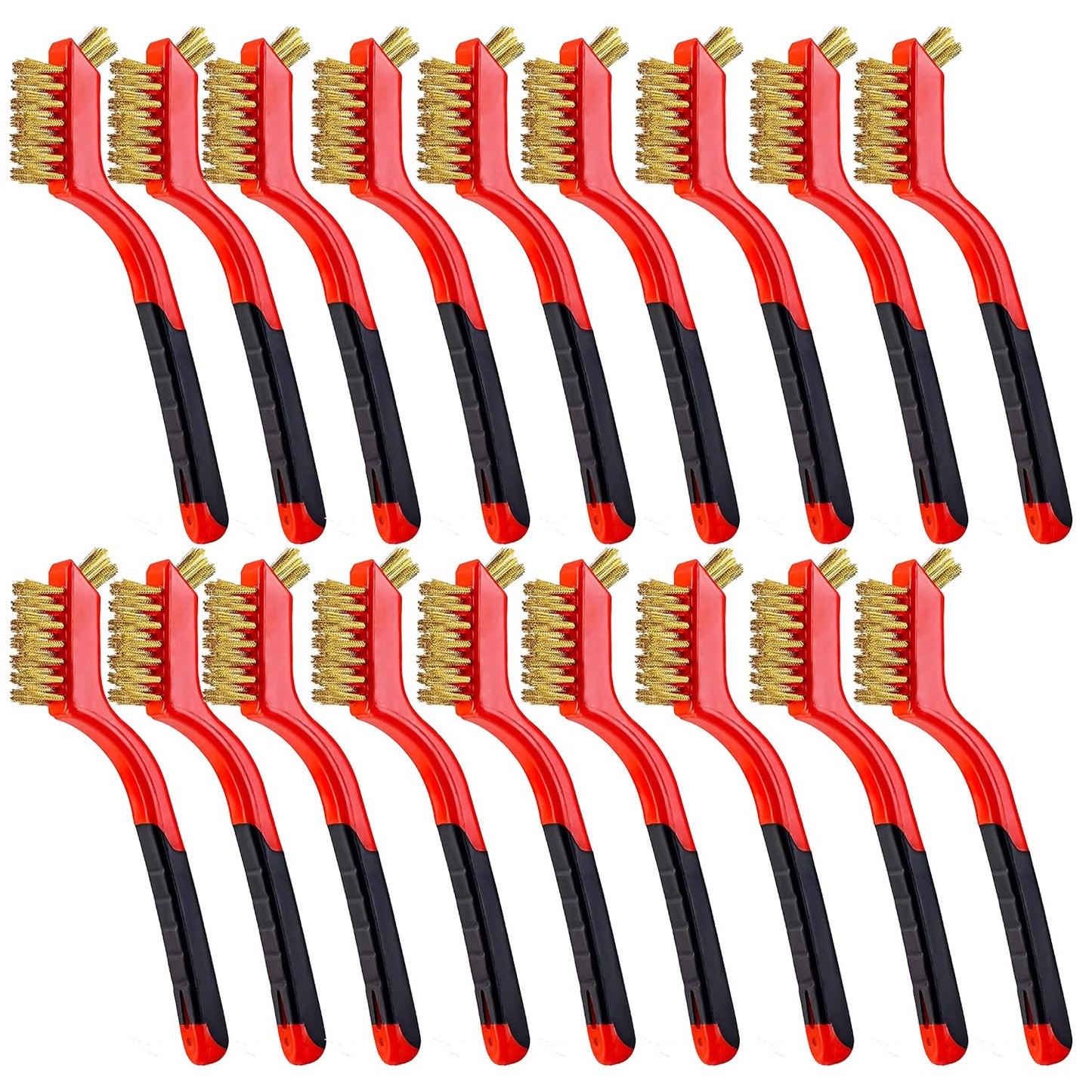 Wire Scratch Brush Set Soft Grip for Rust, Dirt & Paint Scrubbing with Deep Cleaning (18, 18PCS - Brass Wire)