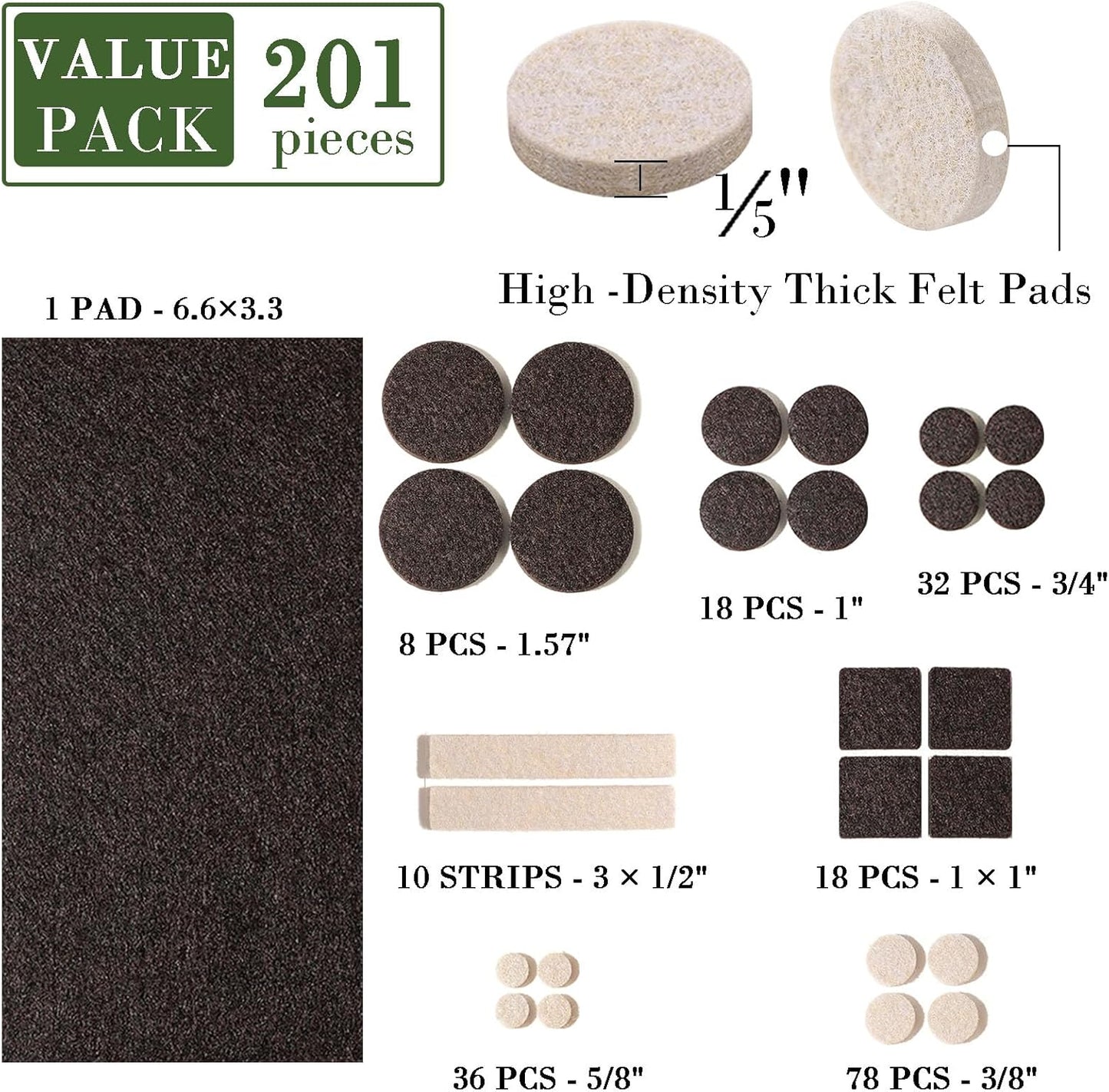 Fursafe&Q Felt Furniture Pads, Furniture Felt Pads for Hardwood Floors -Self Adhesive Chair Leg