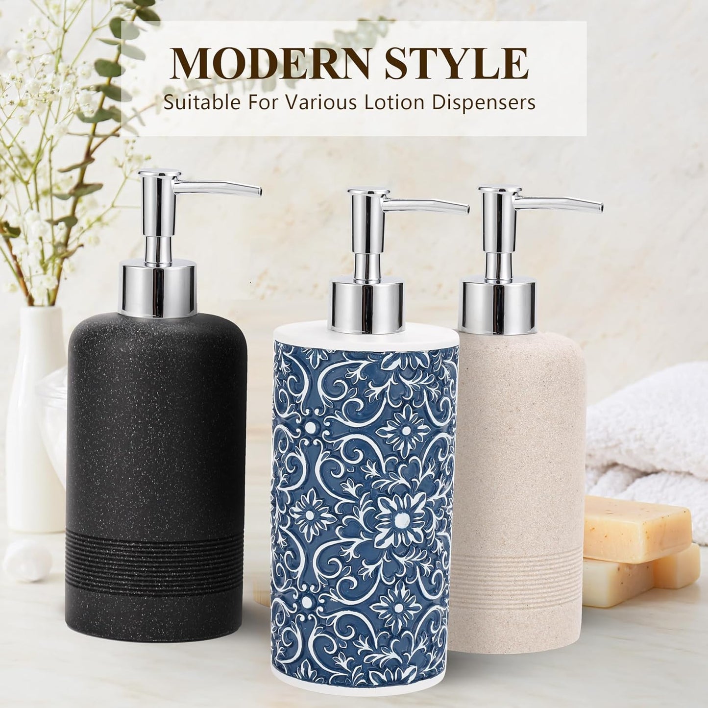 Soap Dispenser Pump Replacement, Soap Pump Dispenser Head for Liquid Soap, Lotion, Dish Soap Refill Dispenser, Ideal for Kitchen Bathroom Sink Various Bottles, 2Pack, Silver