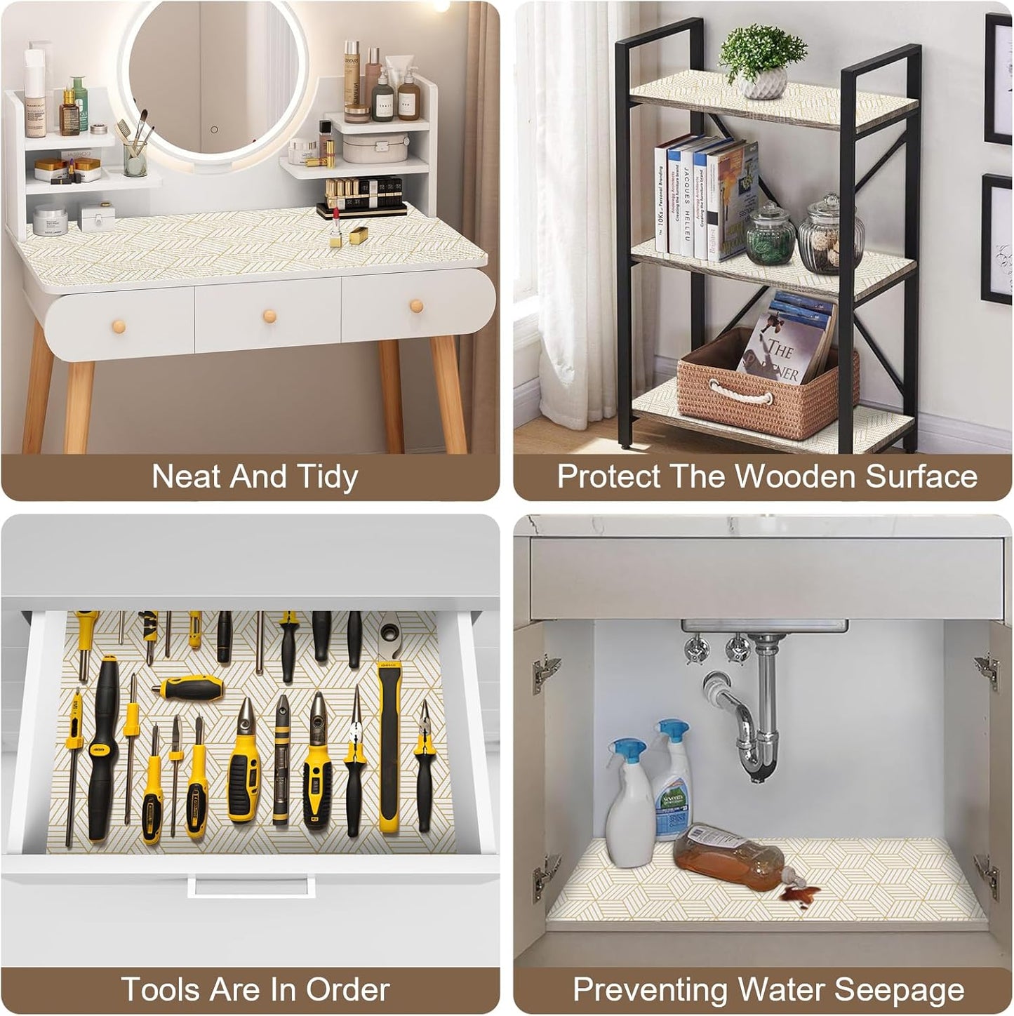 OcePor Non-Adhesive Drawer and Shelf Liner 24IN x 20FT，Non-Slip Kitchen Cabinet Liner Non-Adhesive Thick Strong Grip Waterproof Washable