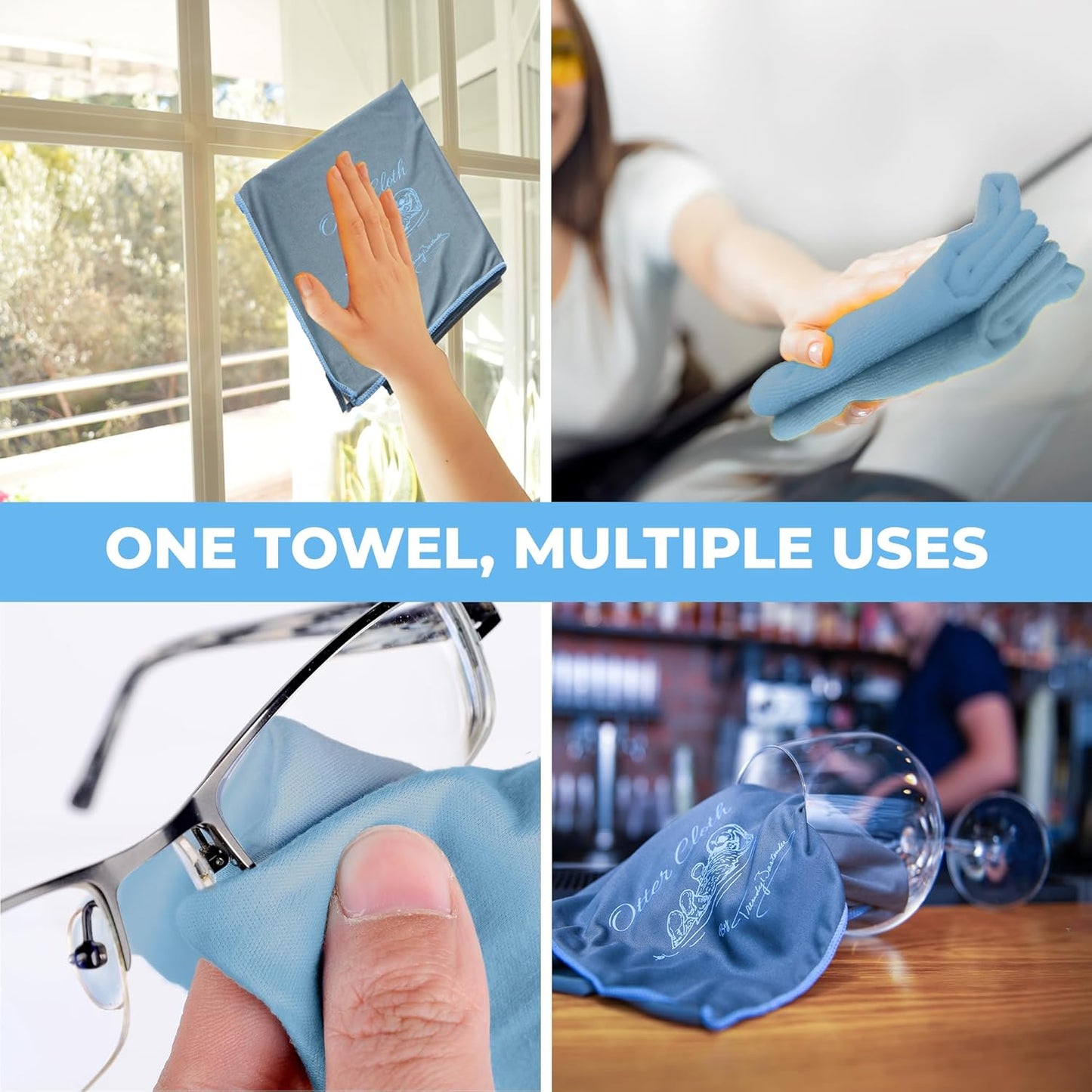 Trendy Bartender Toast to Perfection Microfiber Glass Polishing Lint-Free Cloth for Spotless Shine and a Residue-Free Finish - Pack of 5-25x20 inch - Grey